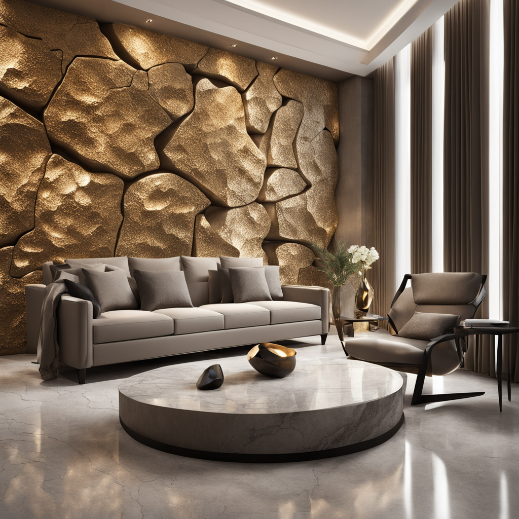 Living interior design - Golden stone-7