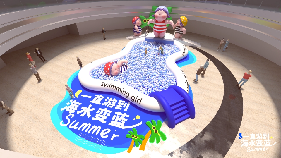 “夏日女孩”暑期夏季原创美陈设计方案-一直游到蓝！-23