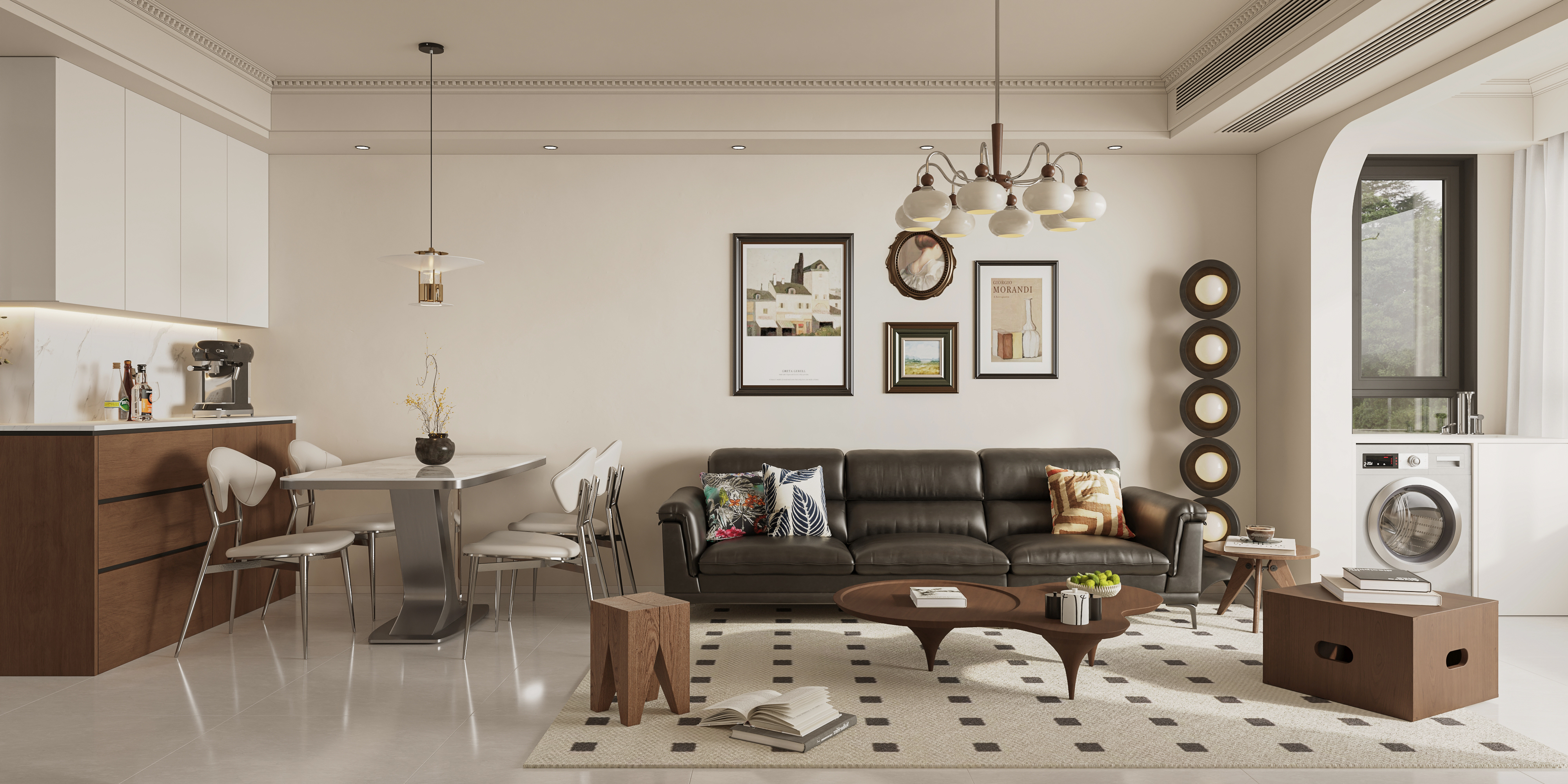 绘感视觉设计——中古风客餐厅主卧设计-1