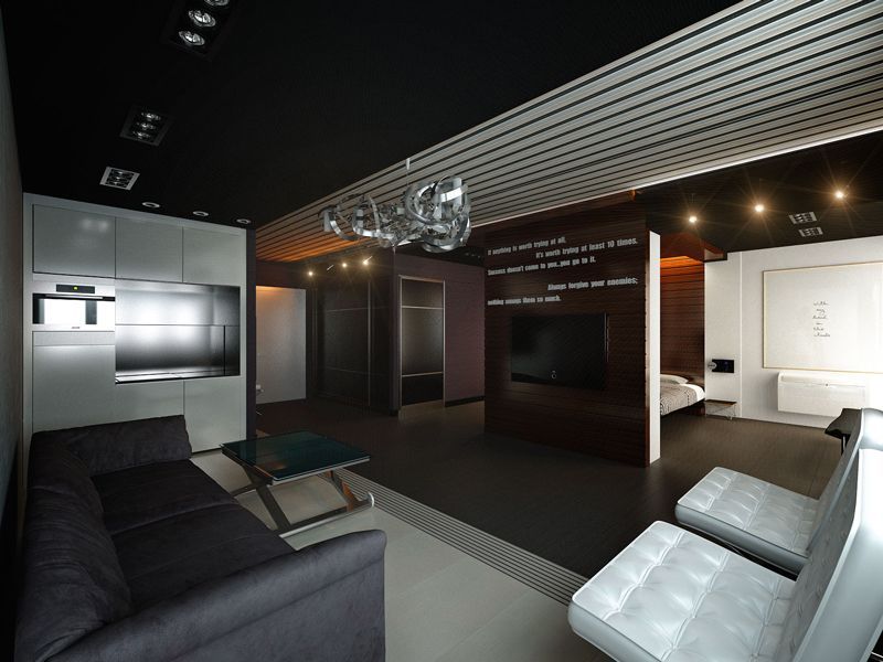 Квартиры студии в современном стиле, 5 проектов - Фото интерьеров-213