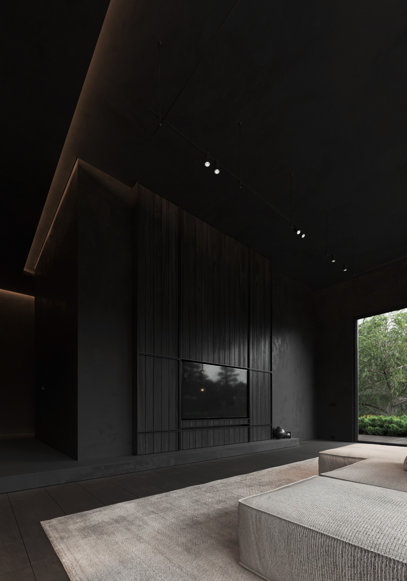 高级黑 极简别墅设计！-12