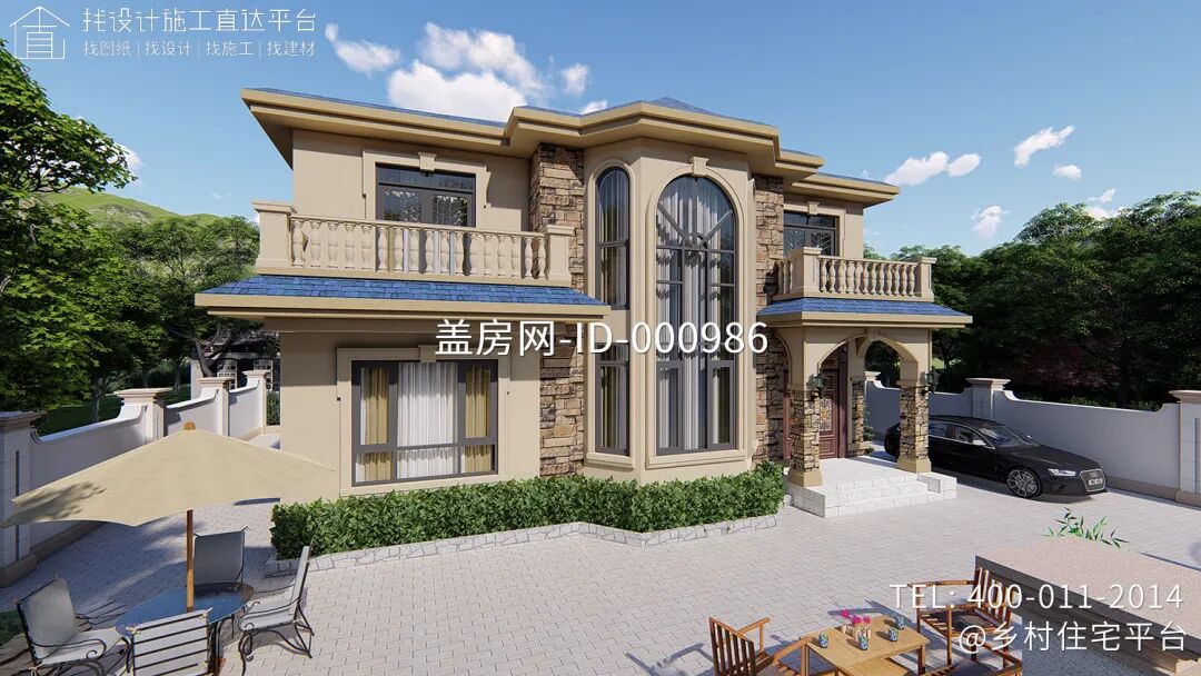 【设计师案例】土建参考造价57万，面宽13.6m×进深12m湖南娄底二层欧式别墅-46