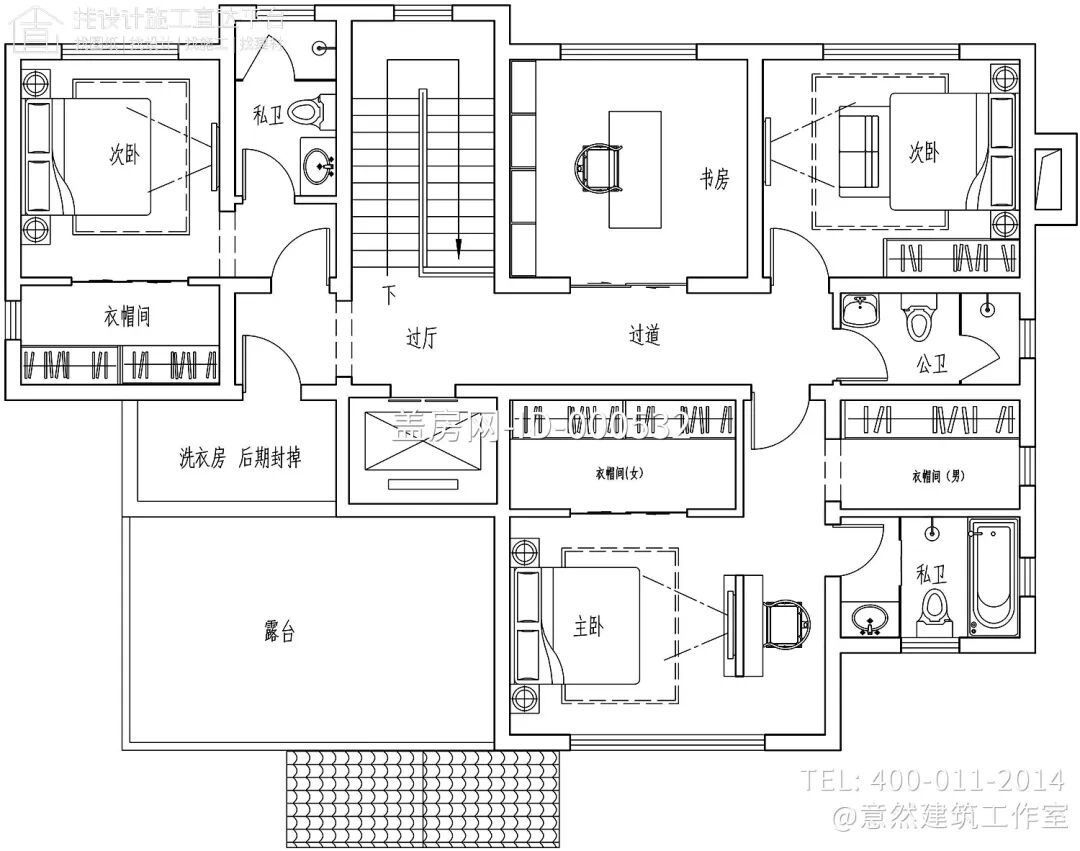 【设计师案例】土建参考造价86万，面宽16.2m×进深11.3m湖北宜昌二层欧式别墅-24