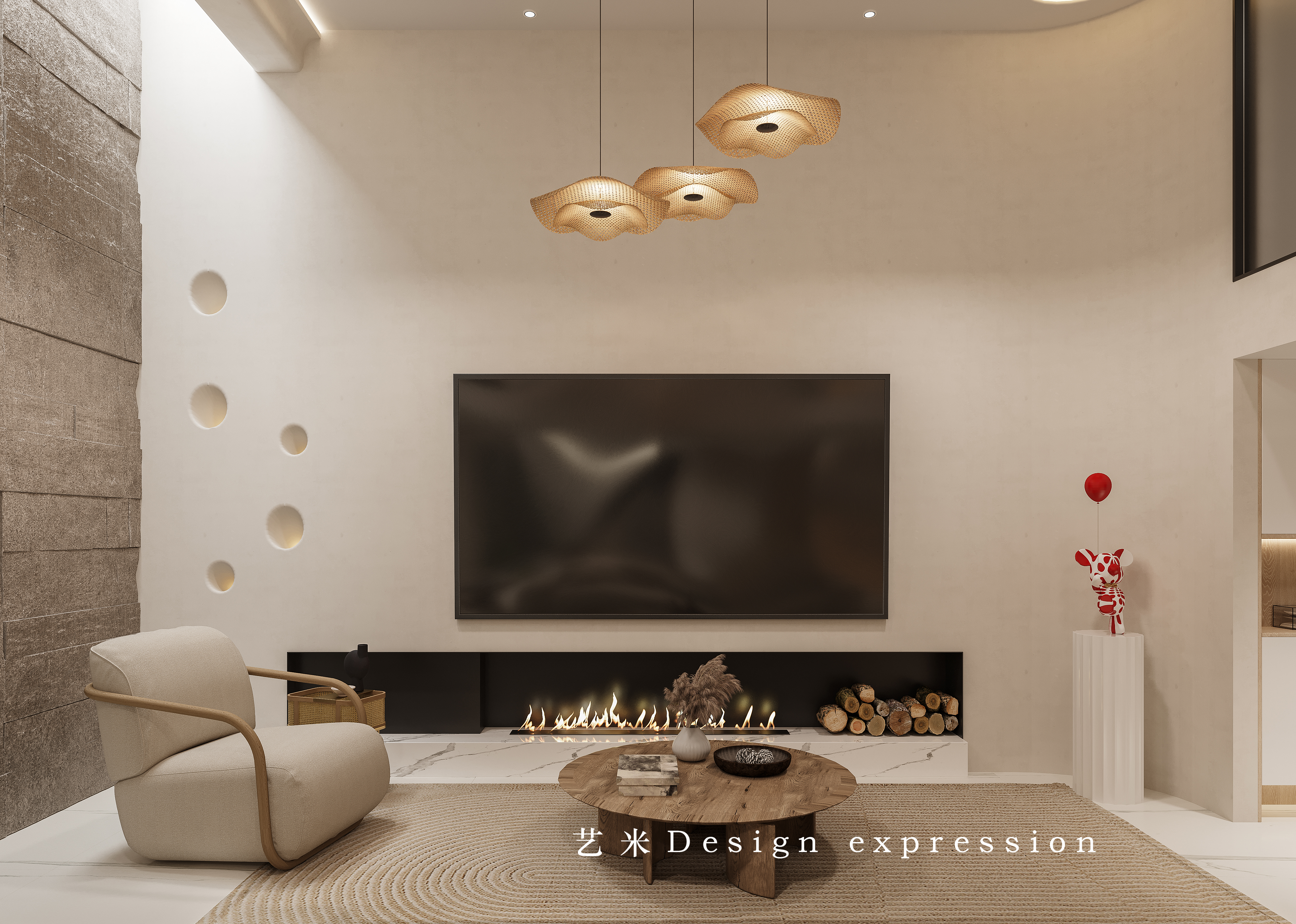 极简原木挑空别墅-艺米效果图-8