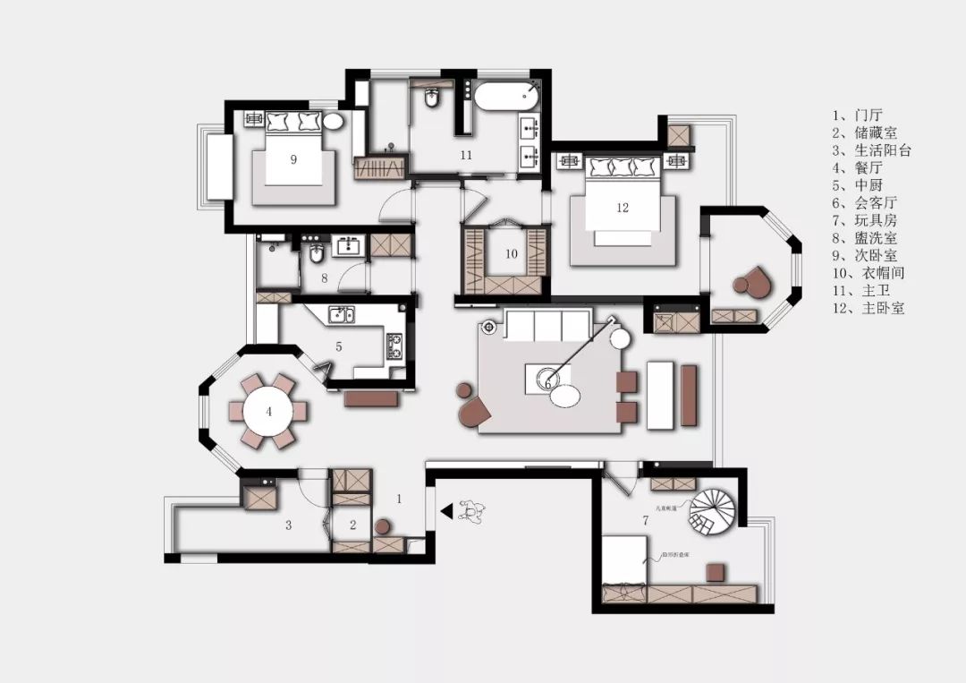 145㎡清新原木公寓，几何线条打造通透空间-12