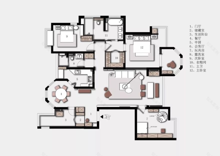 145㎡清新原木公寓,几何线条打造通透空间-12