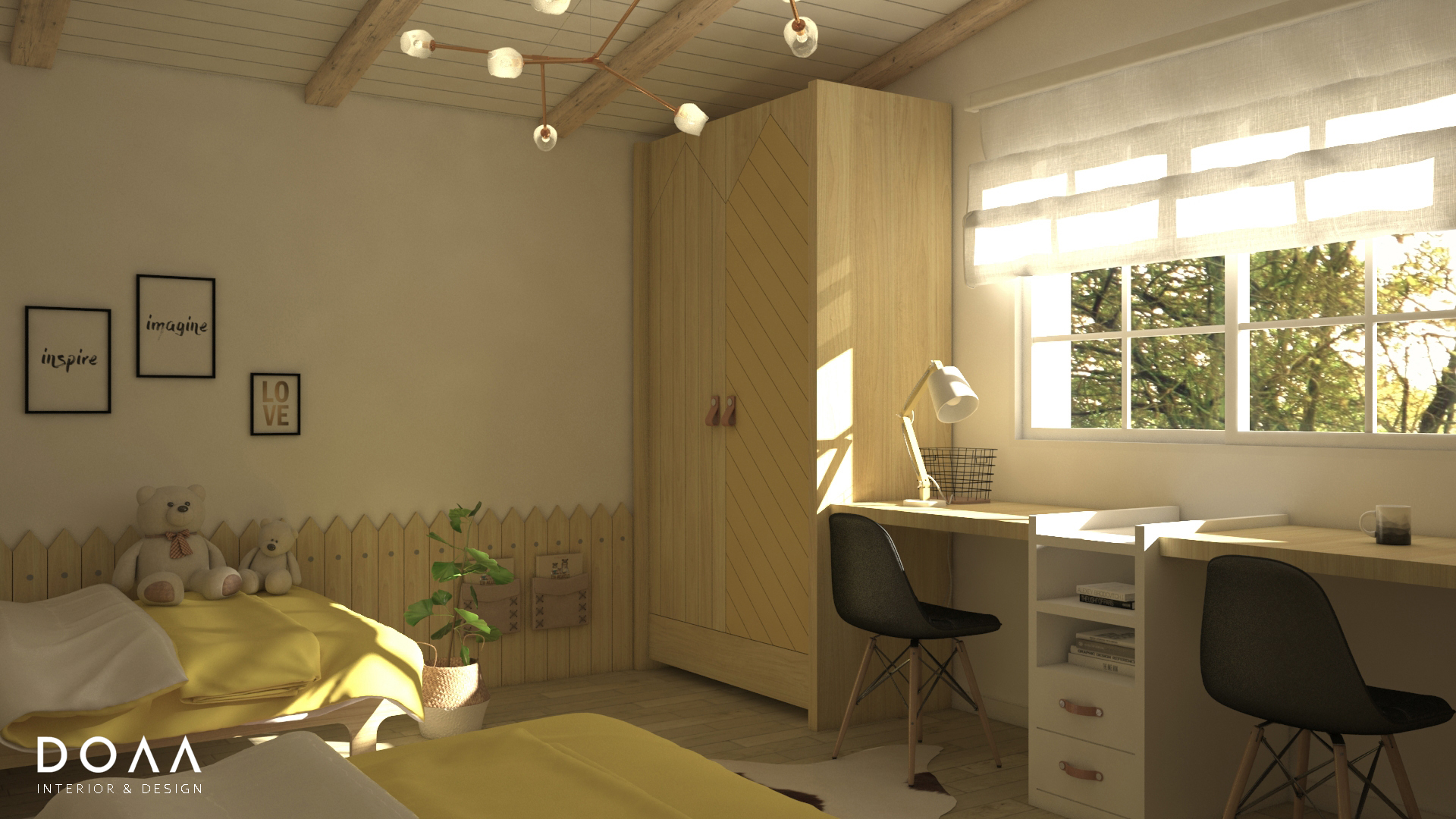 两个女孩的卧室丨Doaa Interior-2