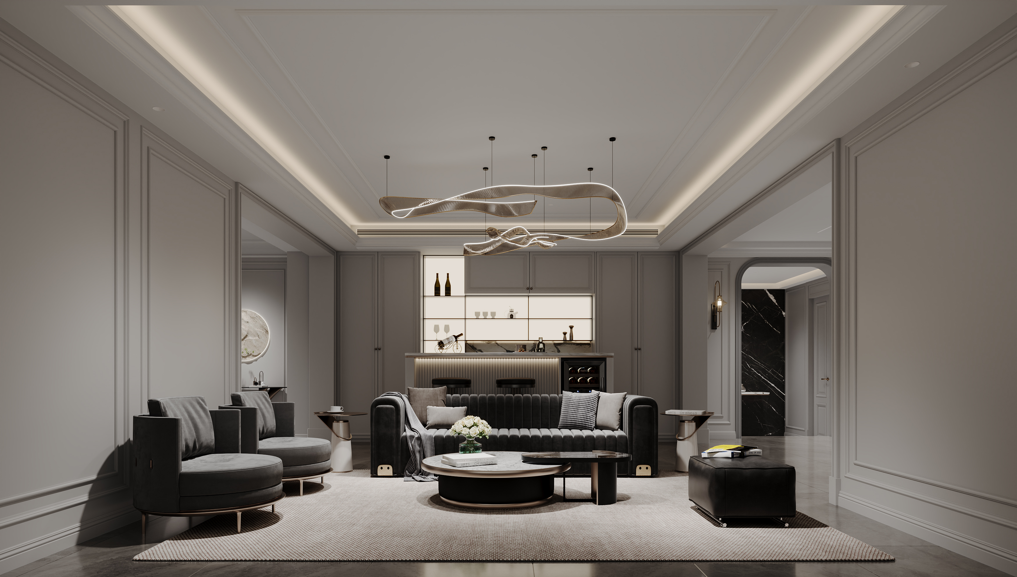 美式轻奢别墅空间表现-16