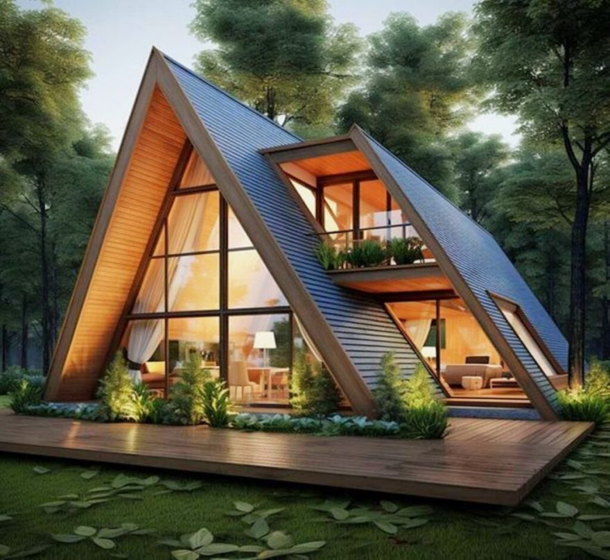 现代且经济实惠的A字框架房屋设计-0