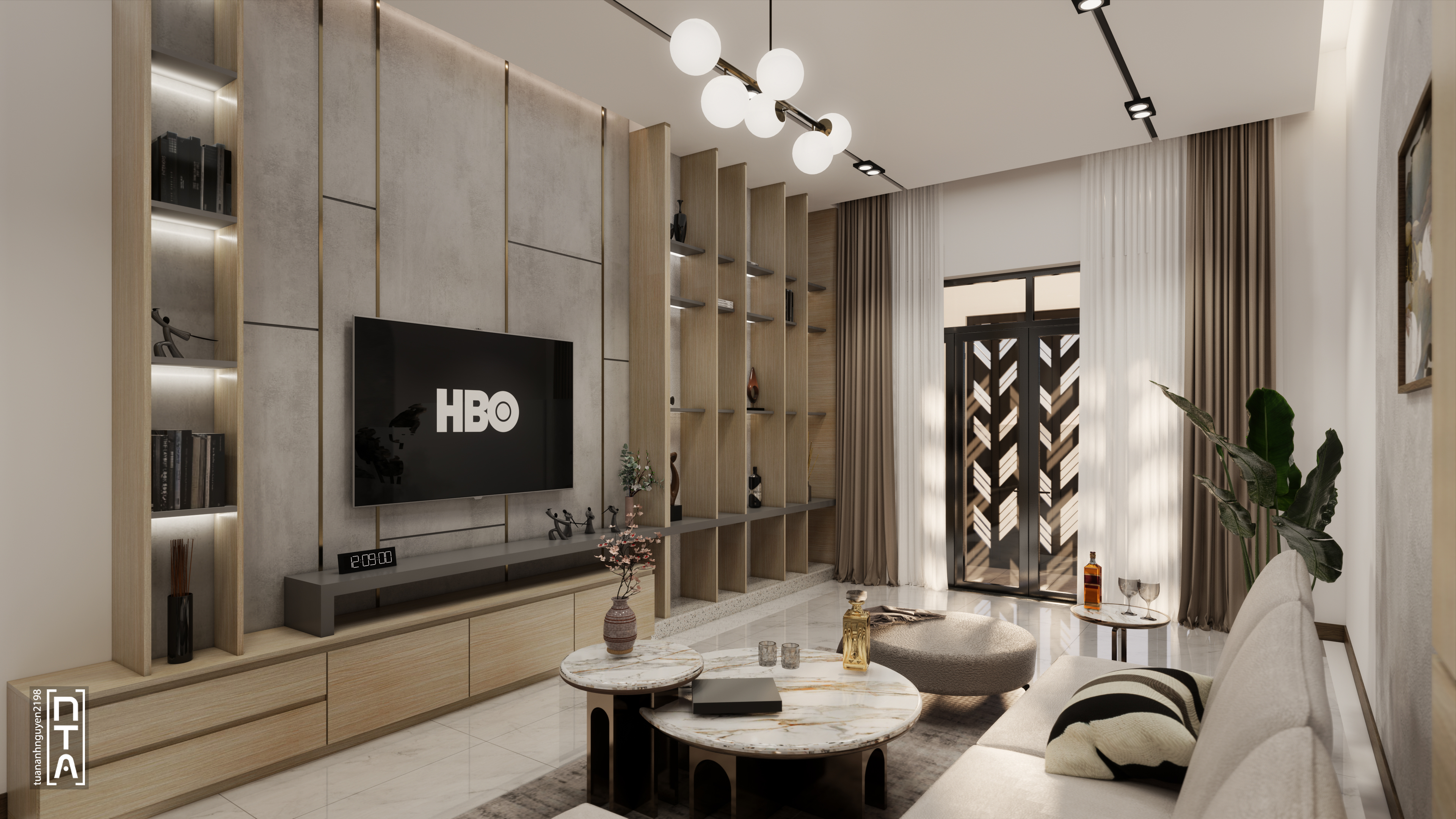 Townhouse- Livingroom and Kitchen interior-4