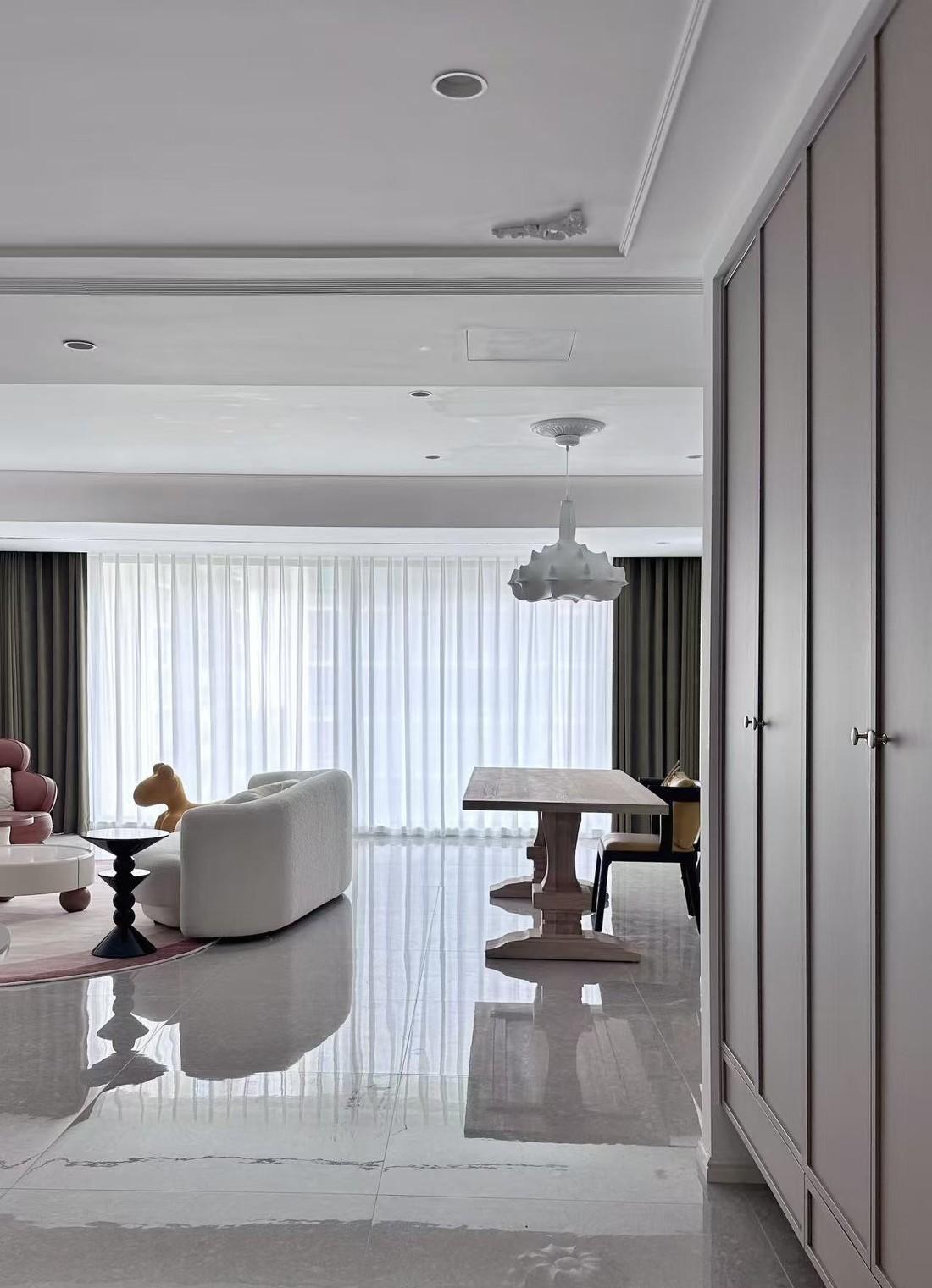 客厅里的书房,轻法式精装房改造-17