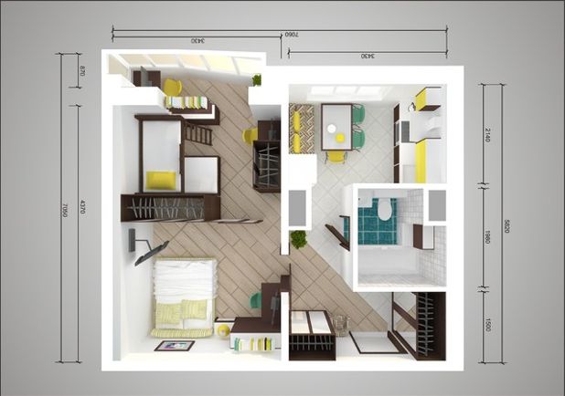 P  44T型房屋一居室公寓改造丨“Cozy Apartment”工作室-19