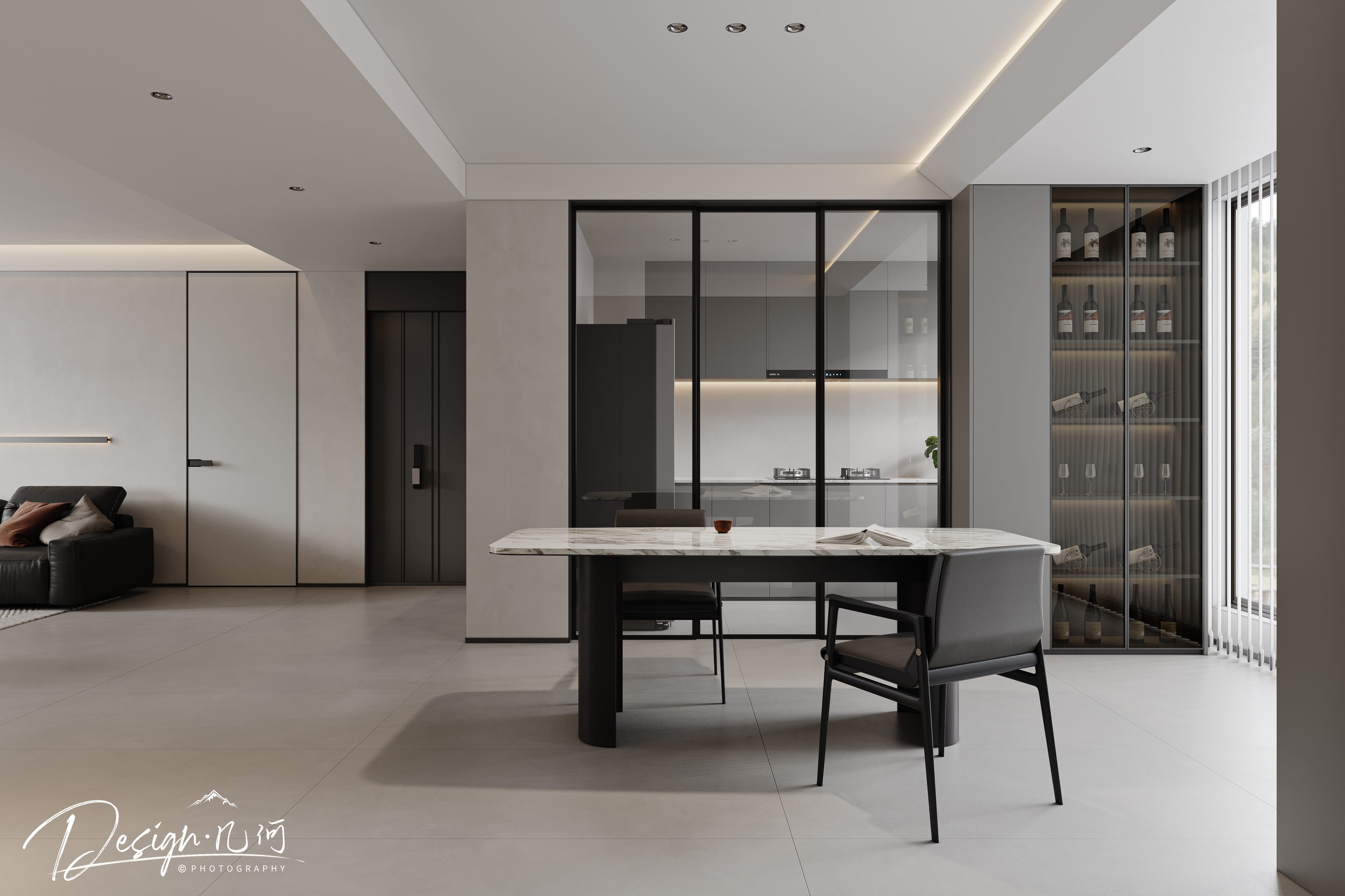 几何空间视觉表现 | 置地双清湾天镜现代客餐厅-6