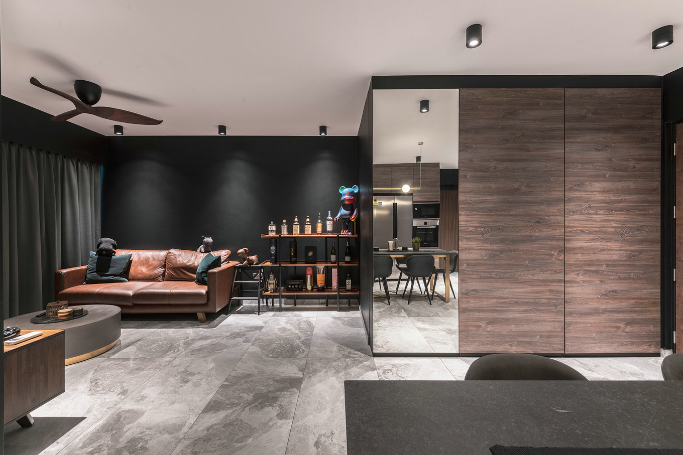 绿色工业风，暗黑系单身公寓设计亮点-2