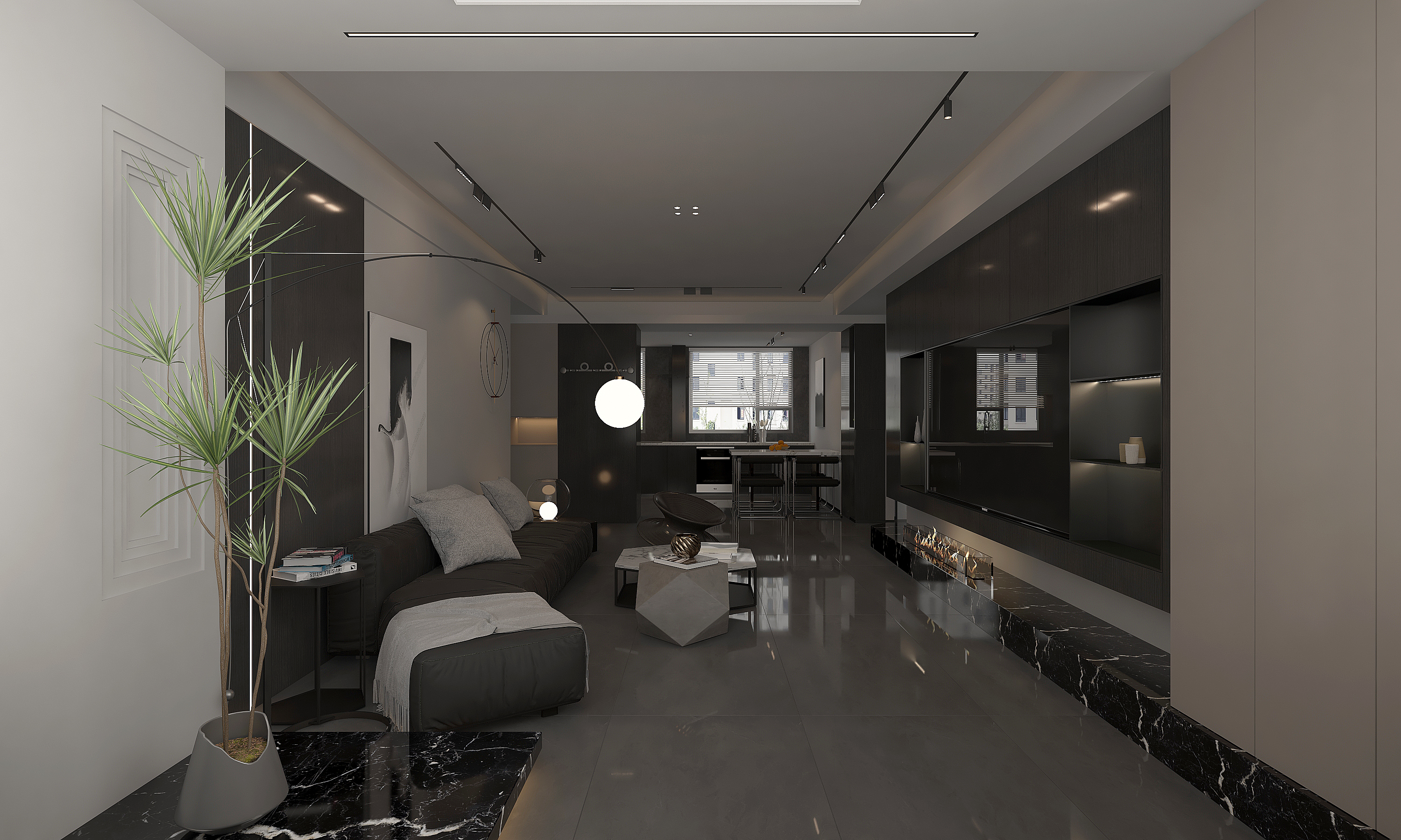 小镇案例//现代简约暗黑系空间-2