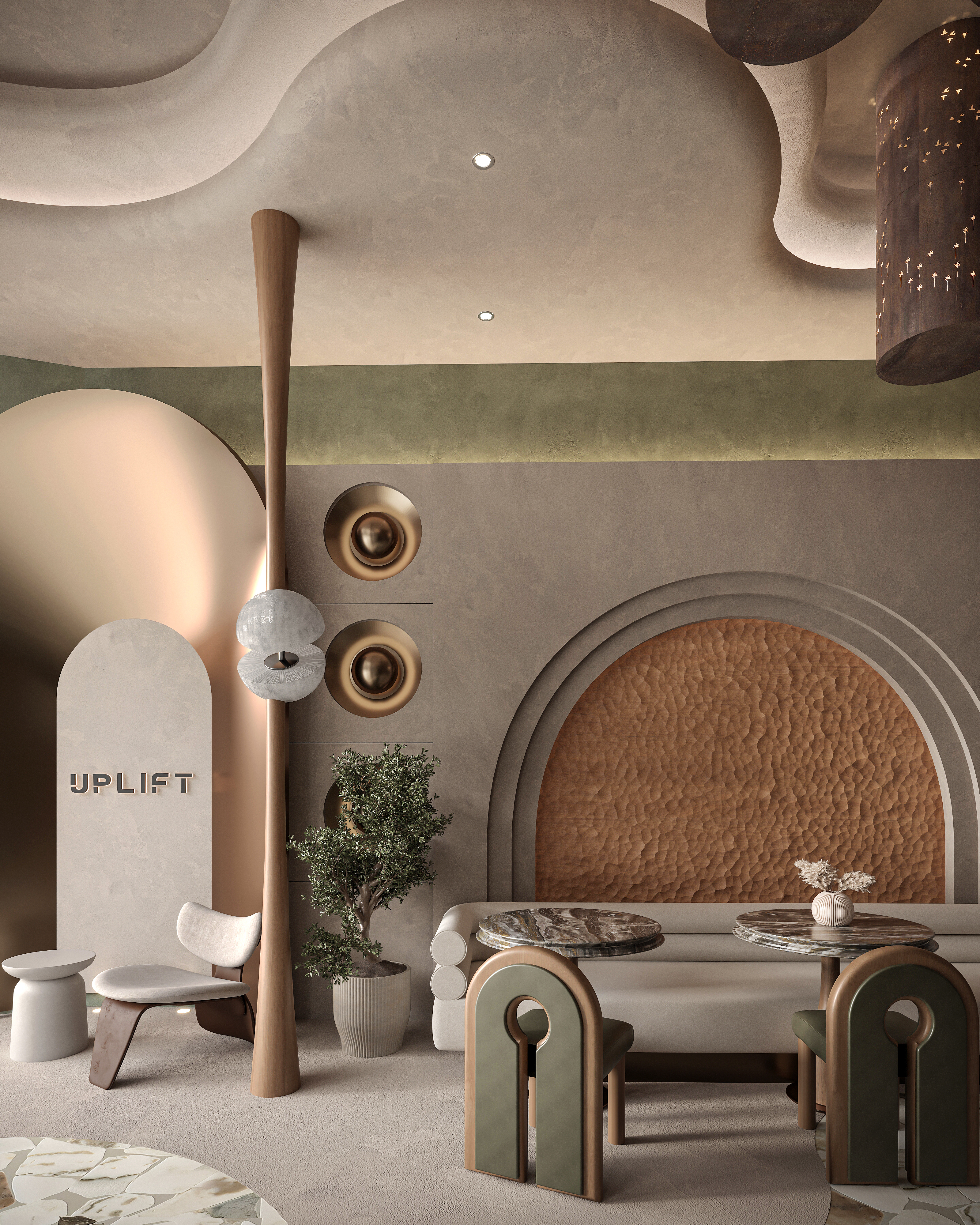 uplift有提升、振奋等意思，结合RESTAURANT（餐厅），这里可将UPLIFT RESTAURANT翻译为活力餐厅  丨沙特阿拉伯利雅得-3