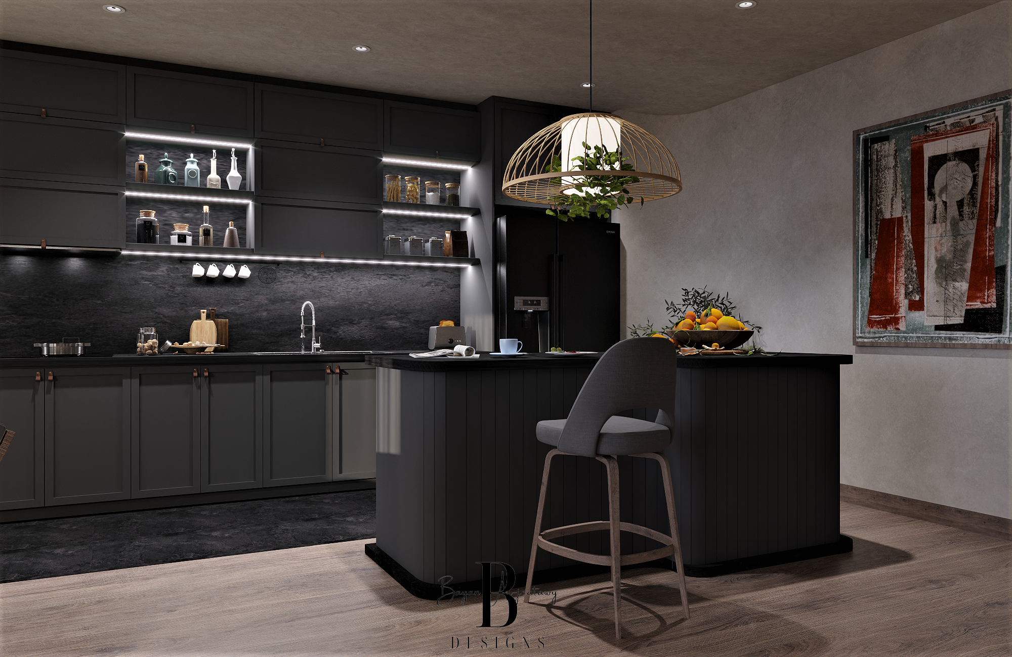 cozy kitchen & Livingroom space-1