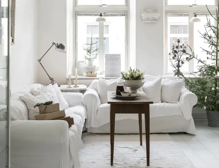 瑞典 60 平米租赁公寓的白色圣诞-1