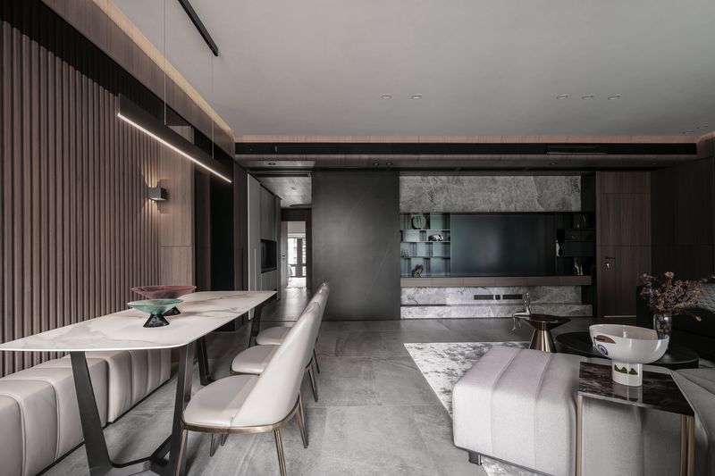 现代简约山语清晖，乐高模型与石材质感的空间对话-13