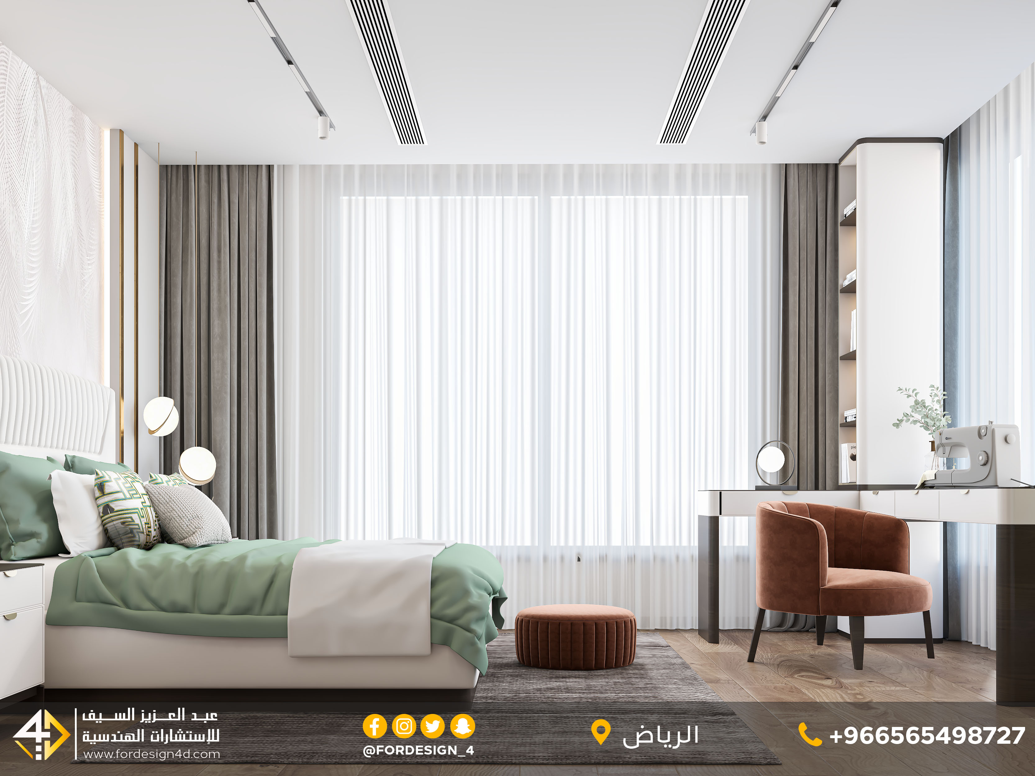 Modern bedroom design in villa in KSA-5