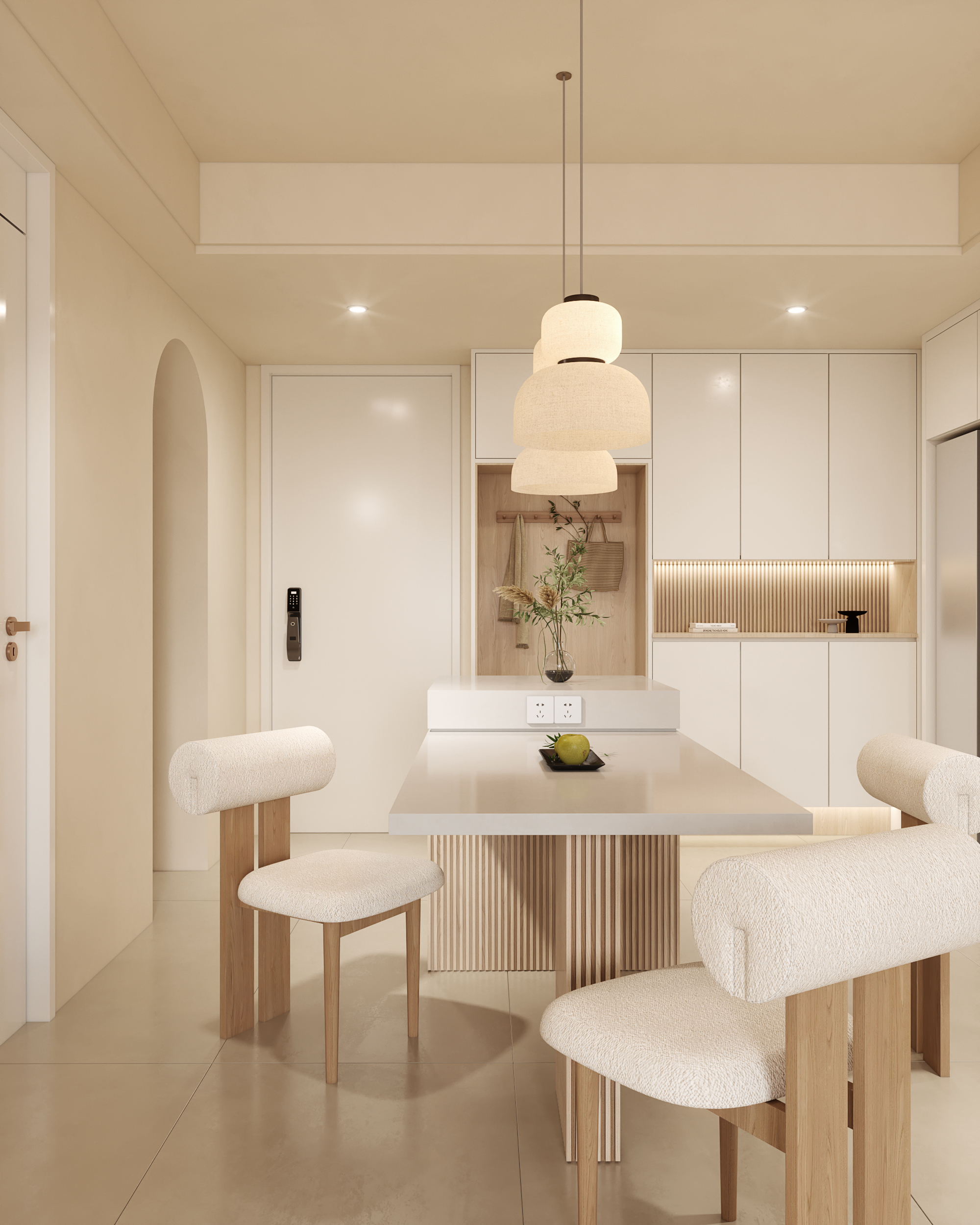 鸿烨表现|愿感受世间温柔 现代奶油风客餐厅-3