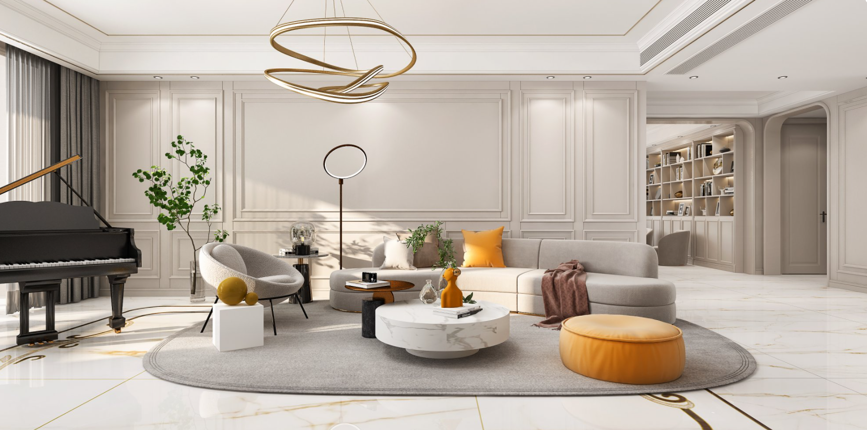 现代极简法式贵族宫廷平层设计-4