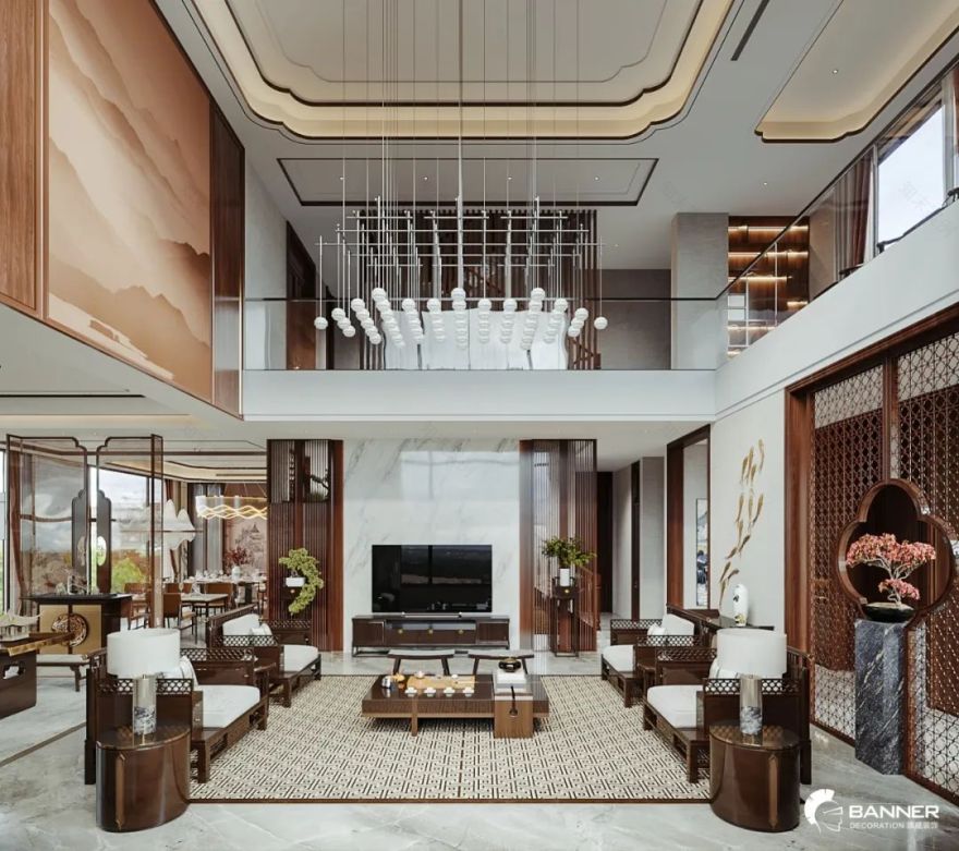 新中式别墅空间的诗意与优雅丨赵振庭-17