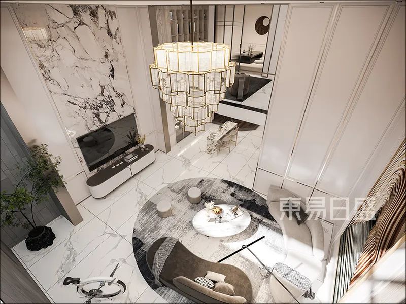 奶油白雅致棕,480㎡独栋别墅的法式浪漫丨东易日盛-2