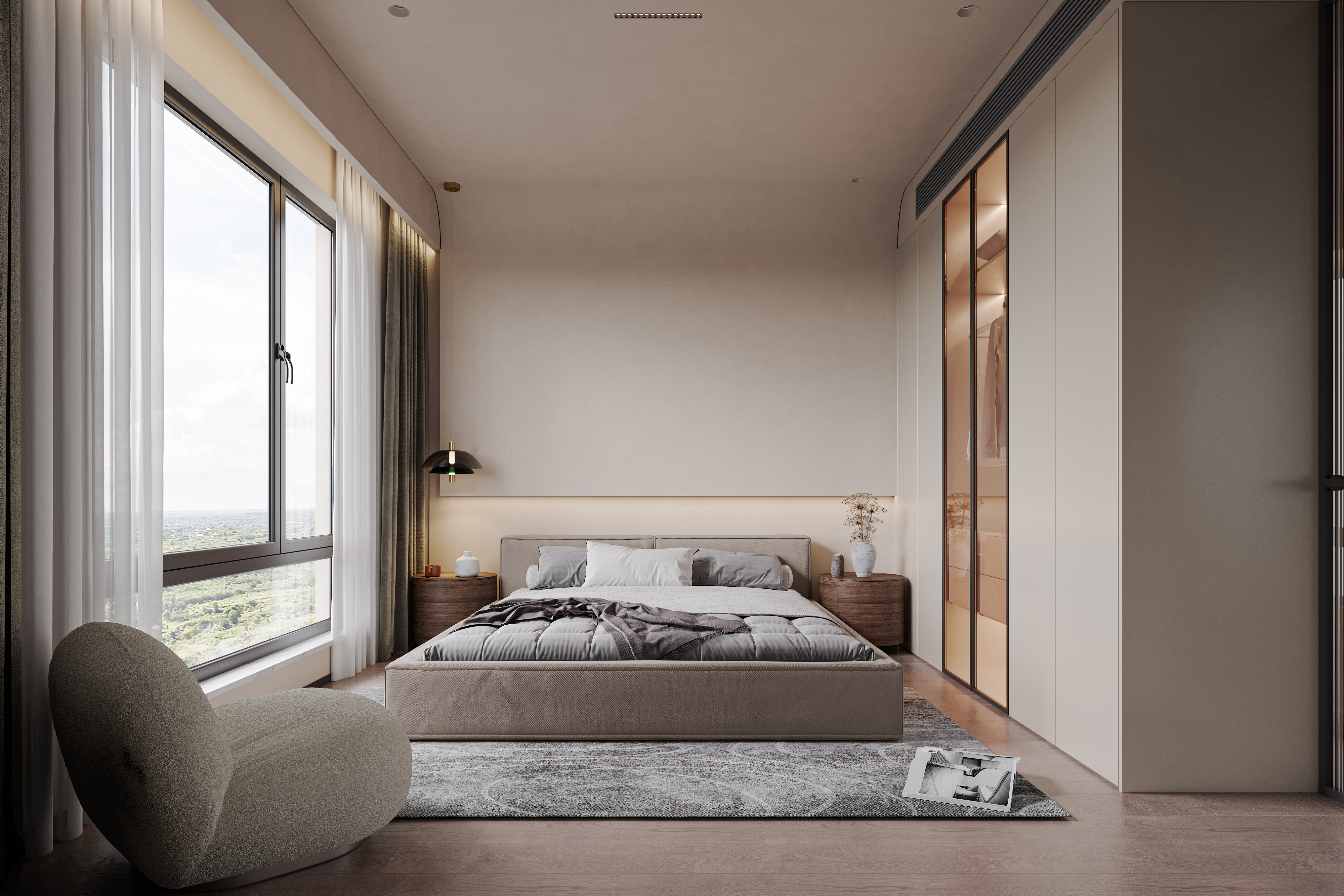 现代极简客餐厅,主卧,次卧,书房设计-15