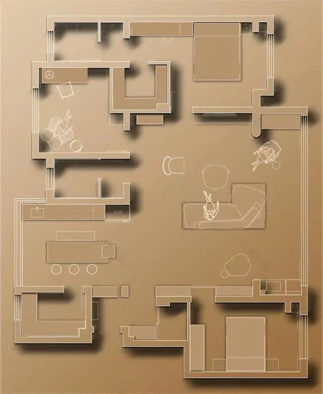 140㎡现代奶油风住宅设计-2