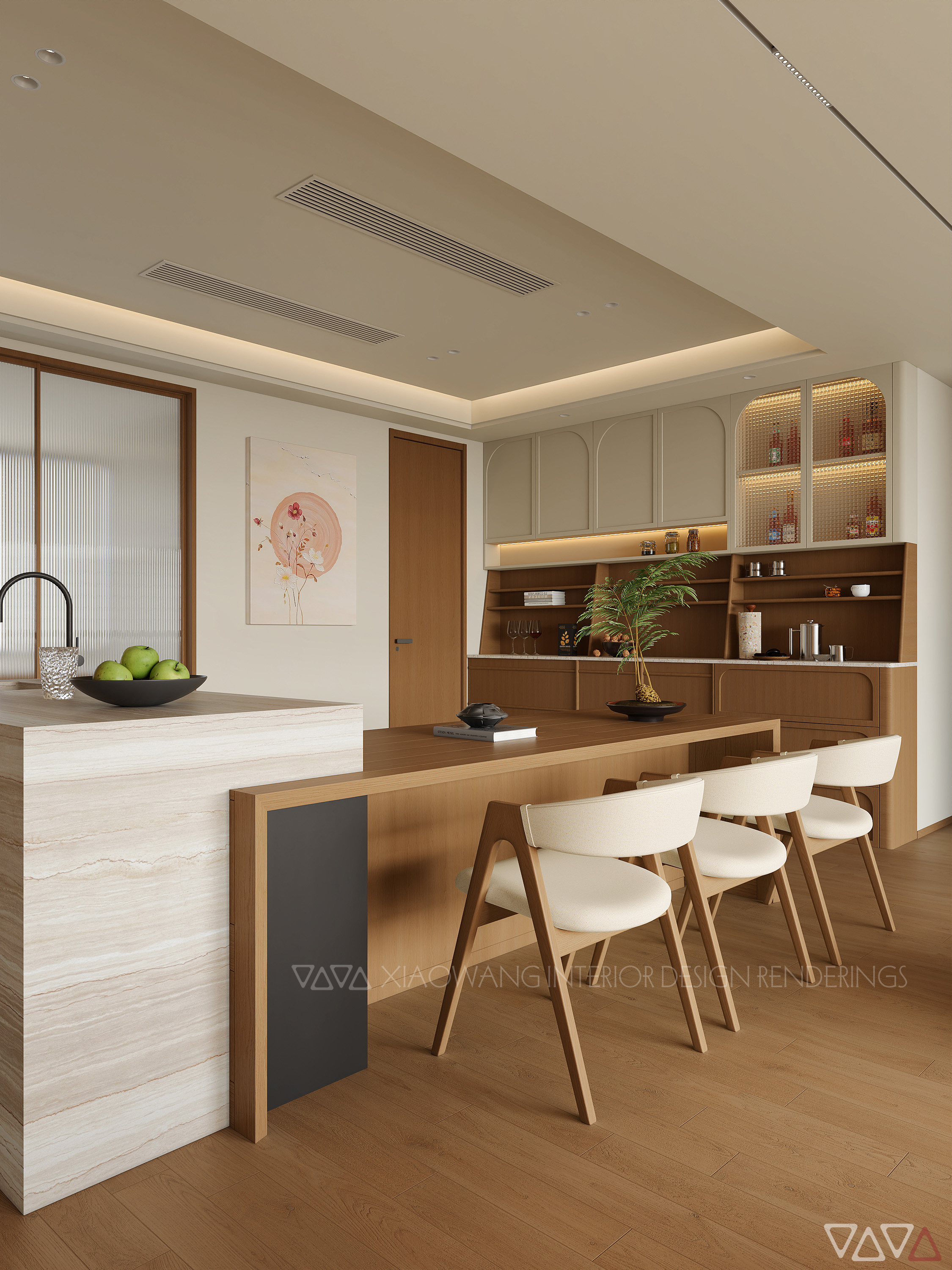 现代日式客餐厅效果图-5