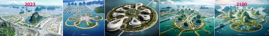 Smart City futuristic 2100 off the of Ha Long Bay-7