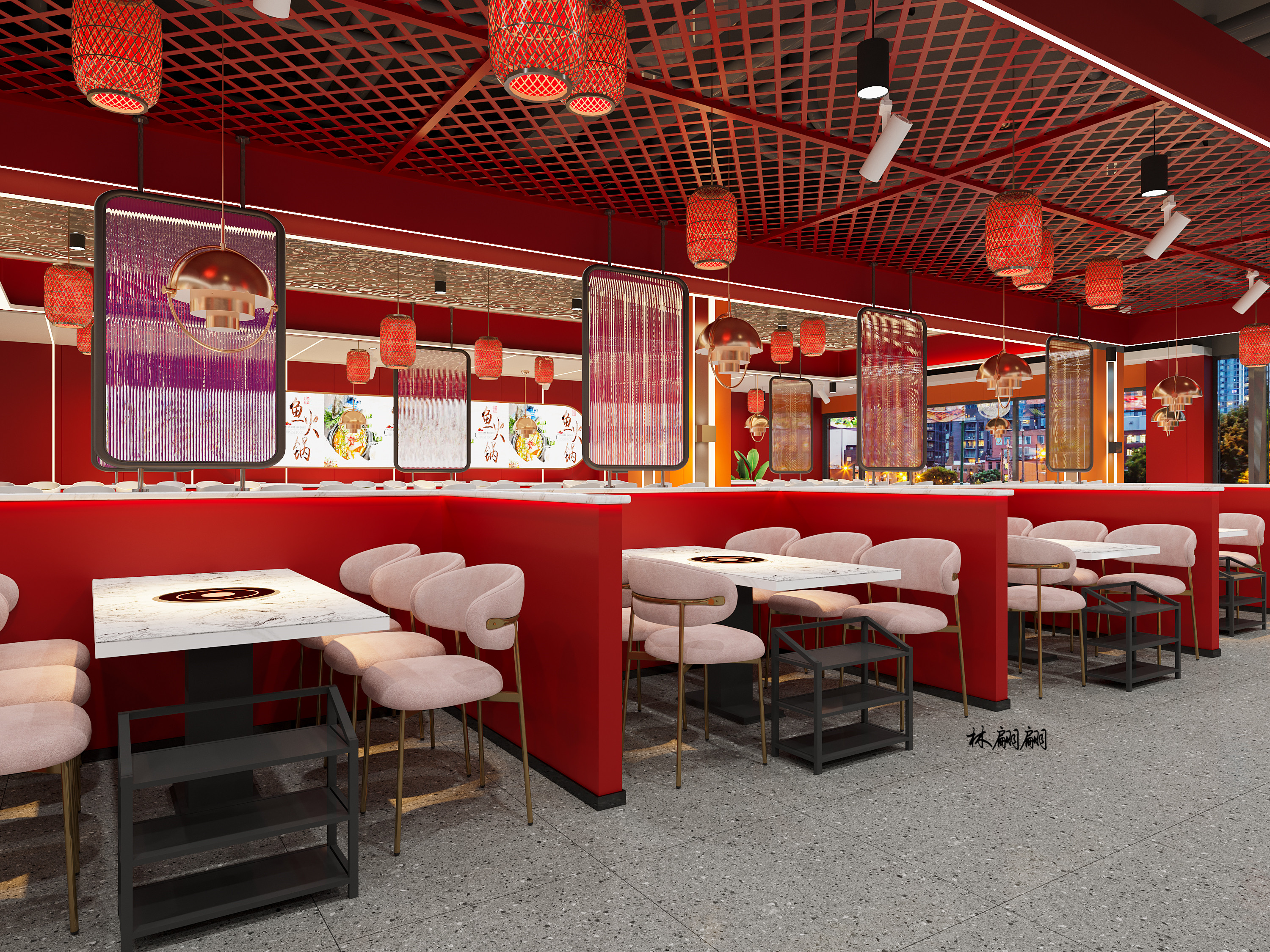 装修设计|国潮火锅店效果图设计分享-3