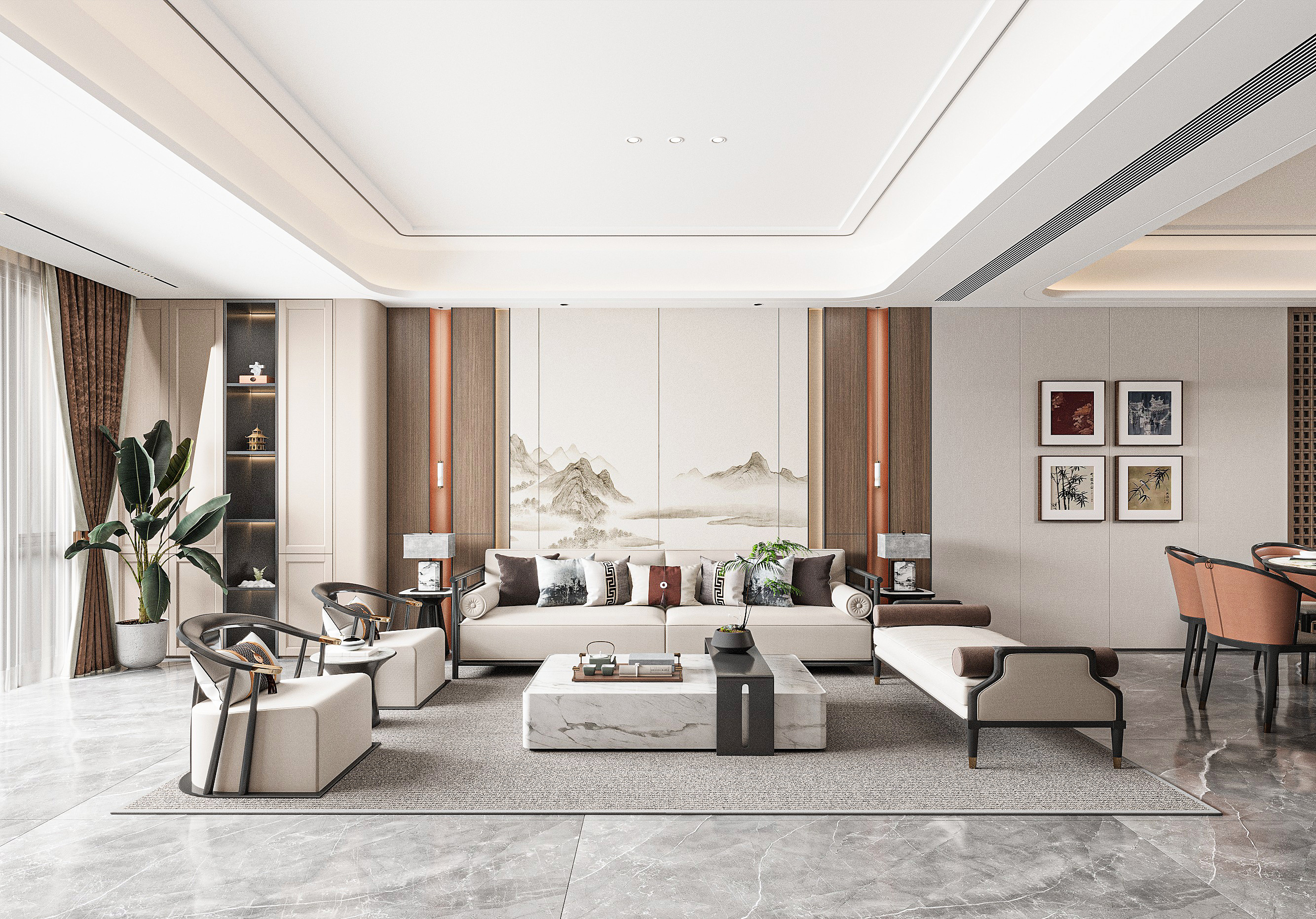 新中式沙发背景-2