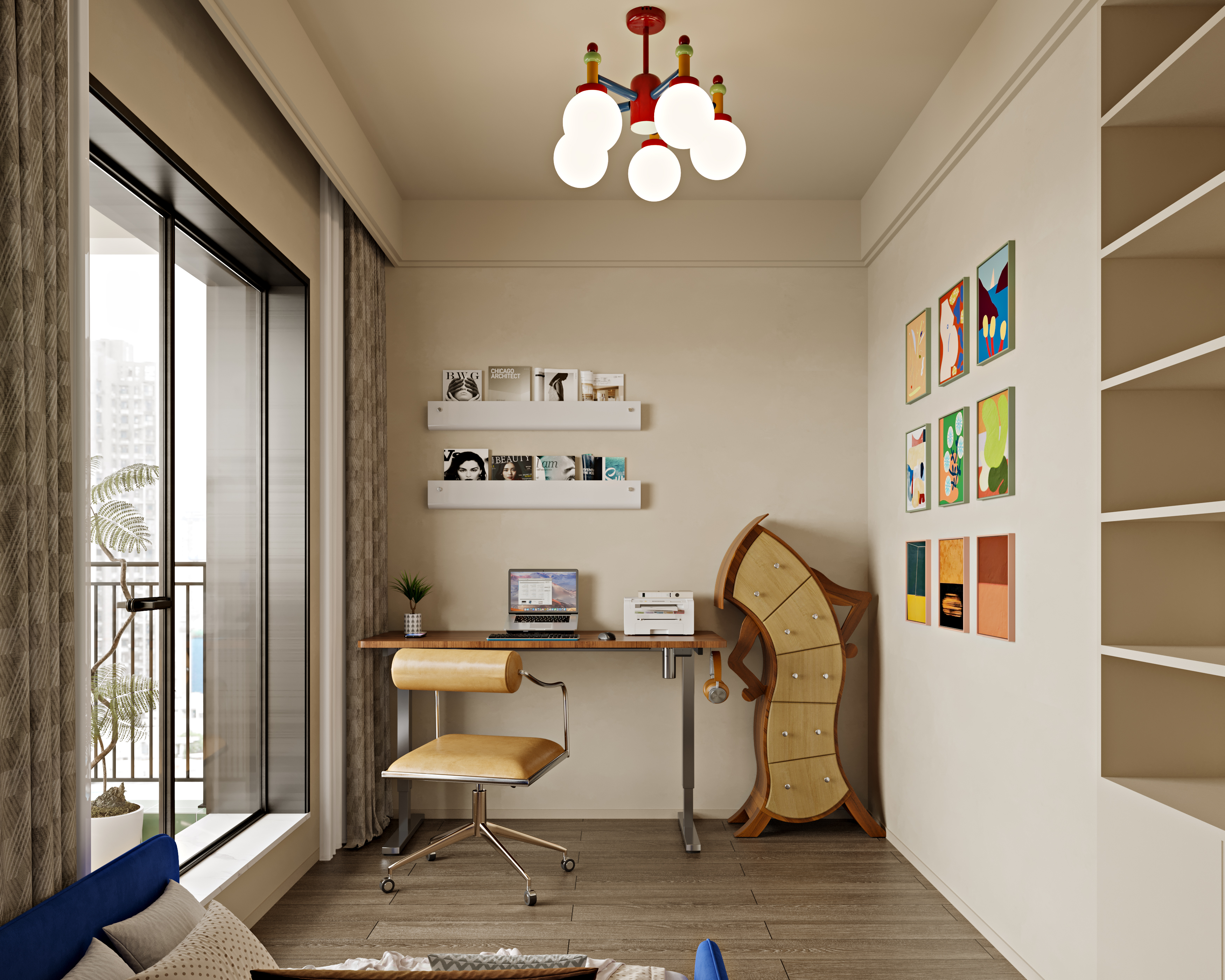 奶油中古家装案例-艺米效果图-1