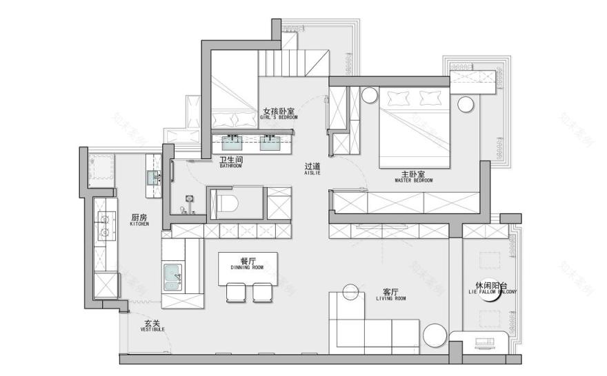 82㎡三口之家的半开放式冥想空间设计-1