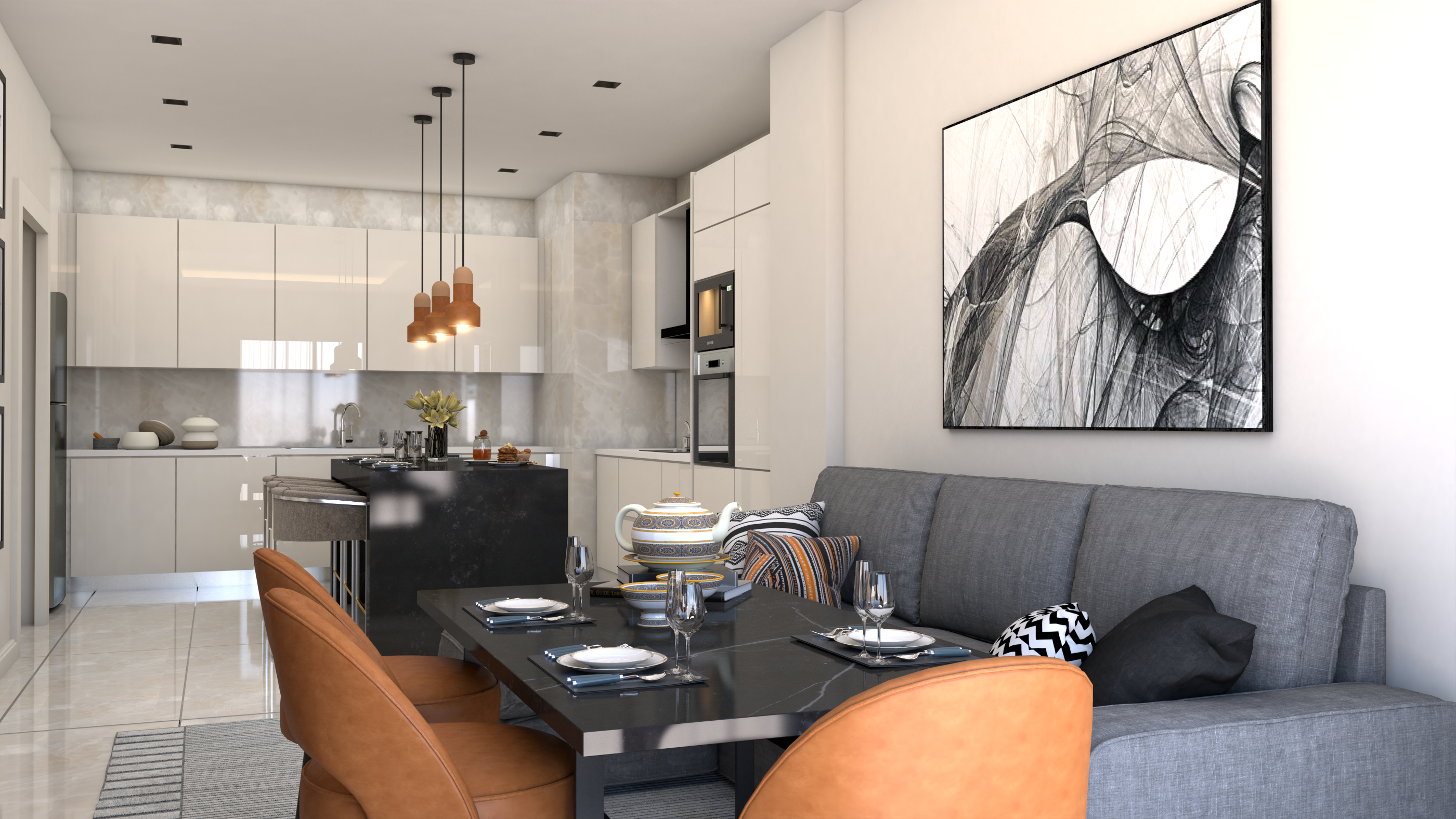 电视单元和厨房设计丨土耳其布尔萨丨1014 Mimarlık-7