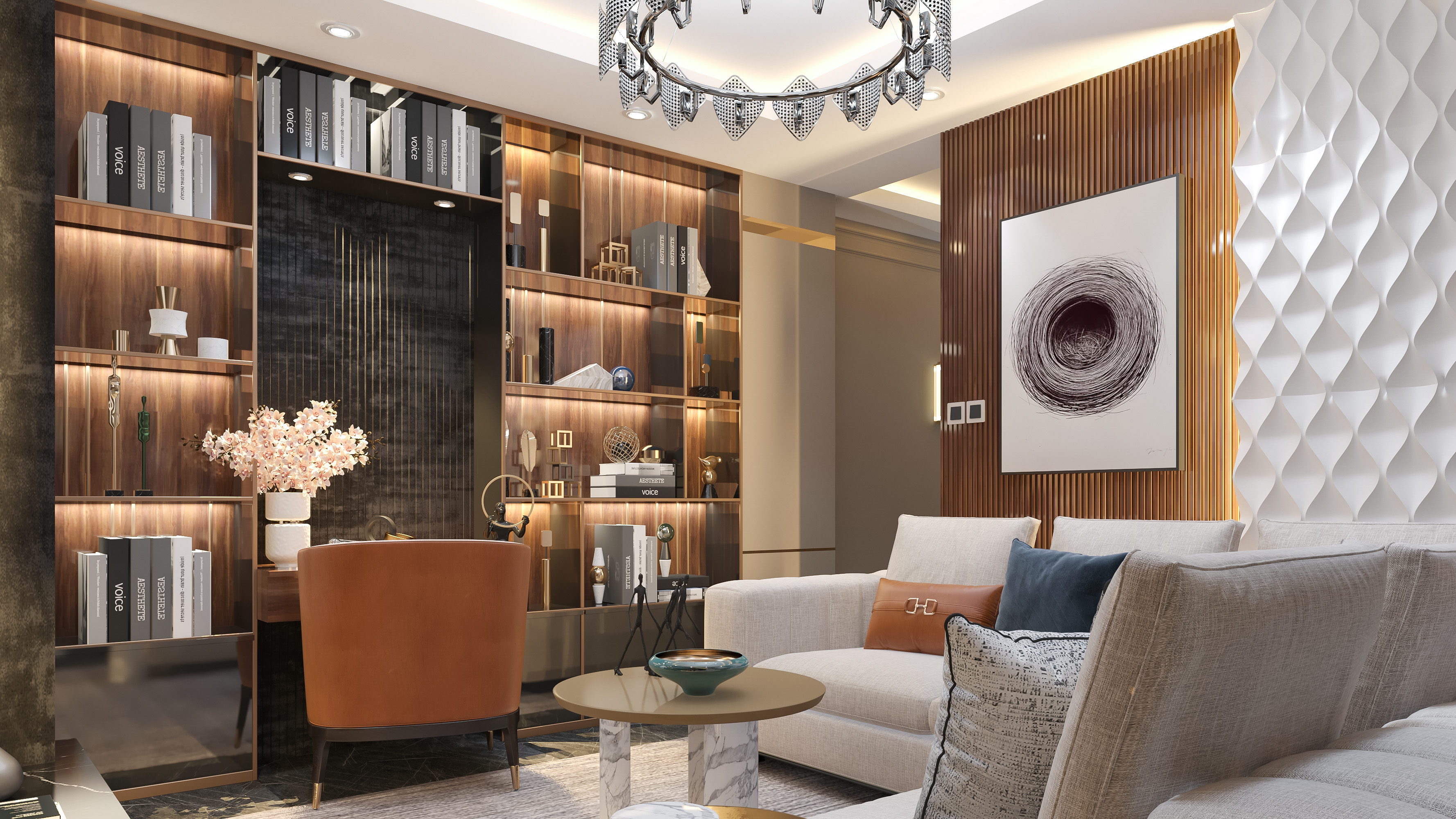 living room with open kitchen-4