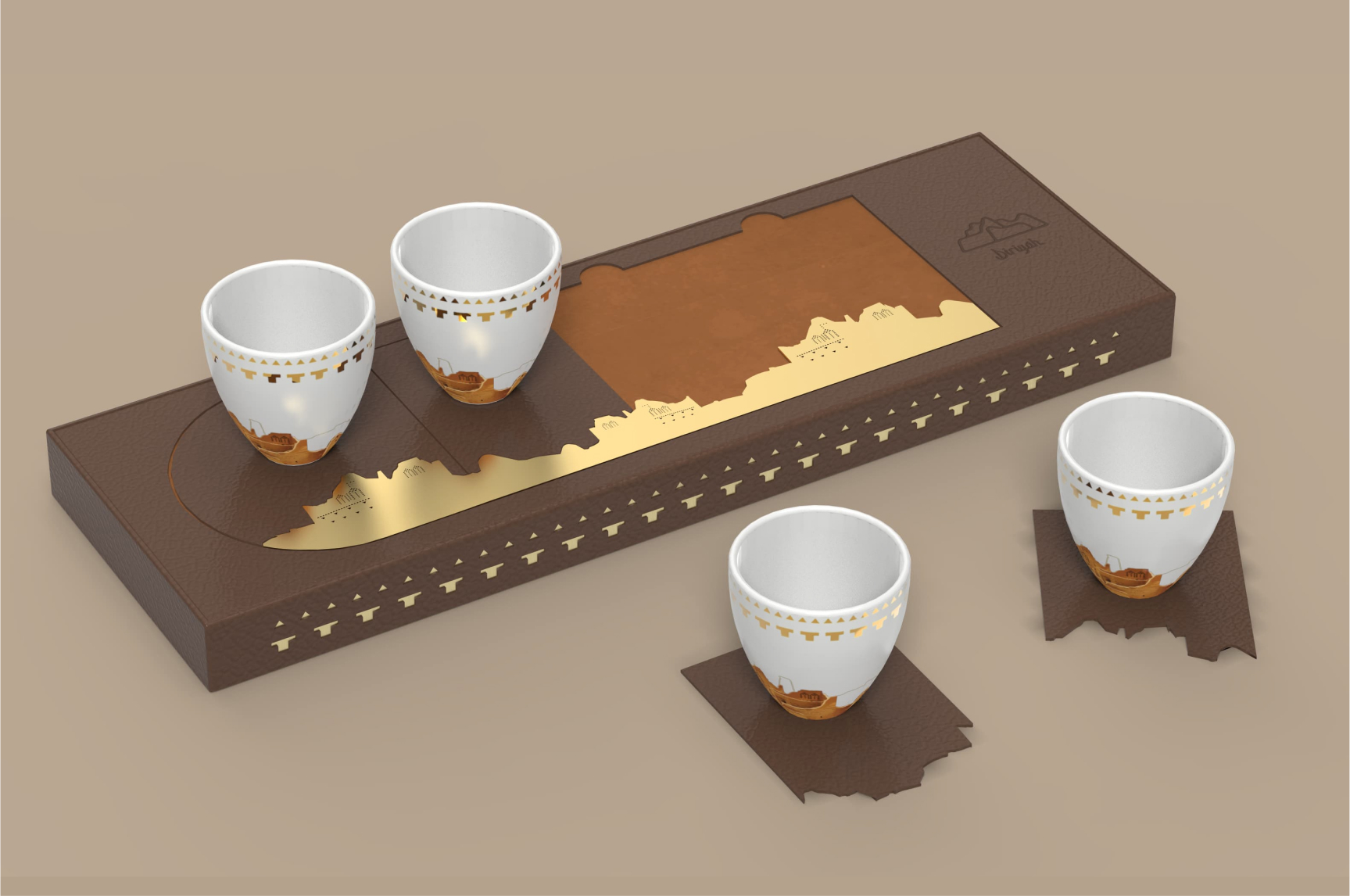 Arabic Qahwa Cup & Tray Set-37
