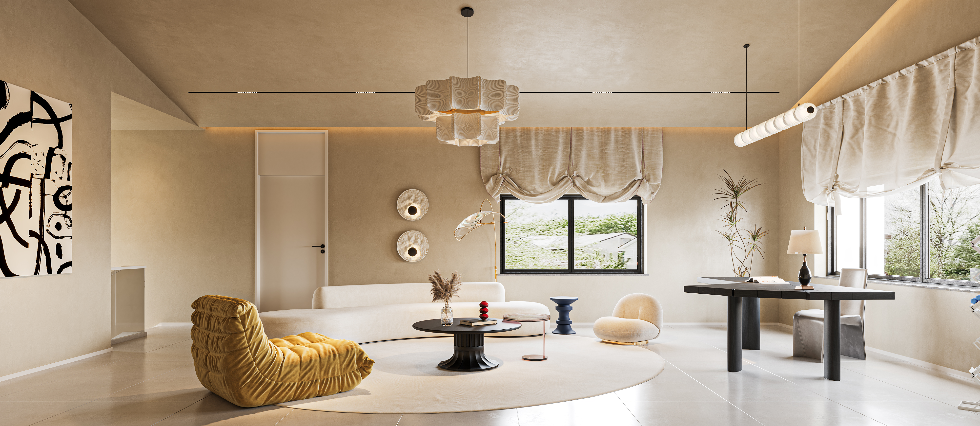 奶油侘寂风-效果图-合肥锦轩设计-25