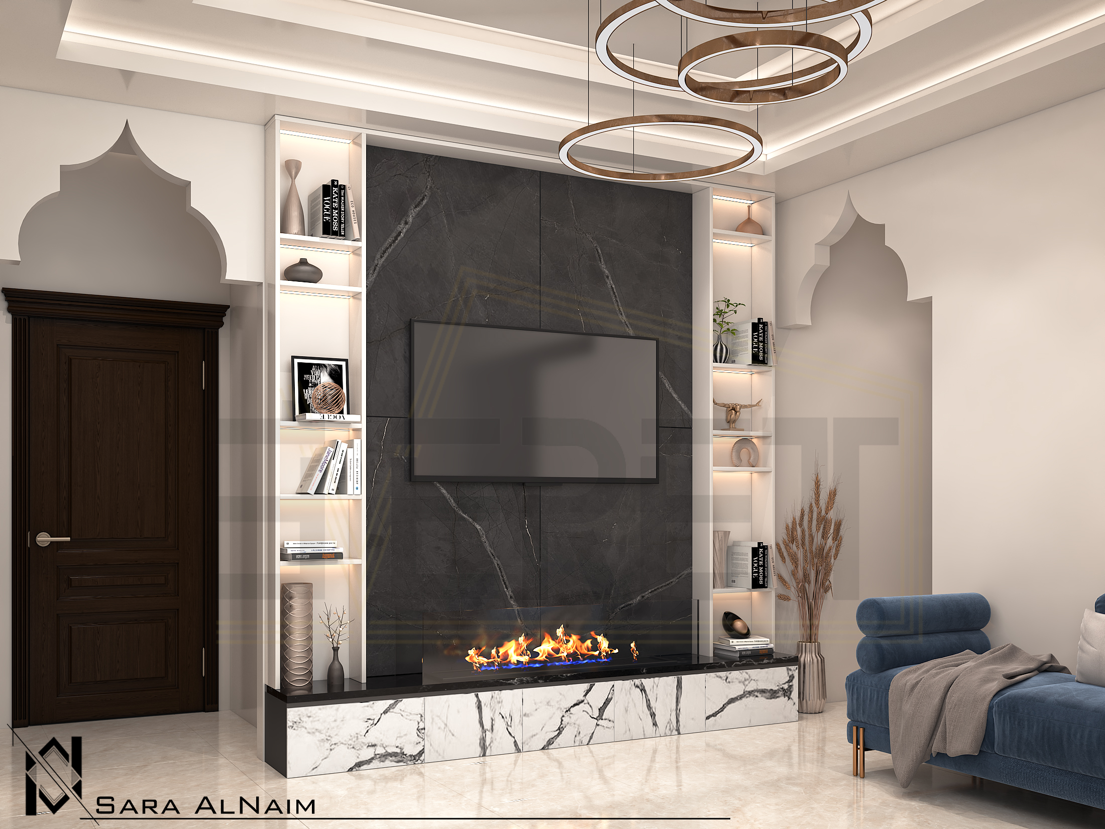 TV Wall with Living Room-0