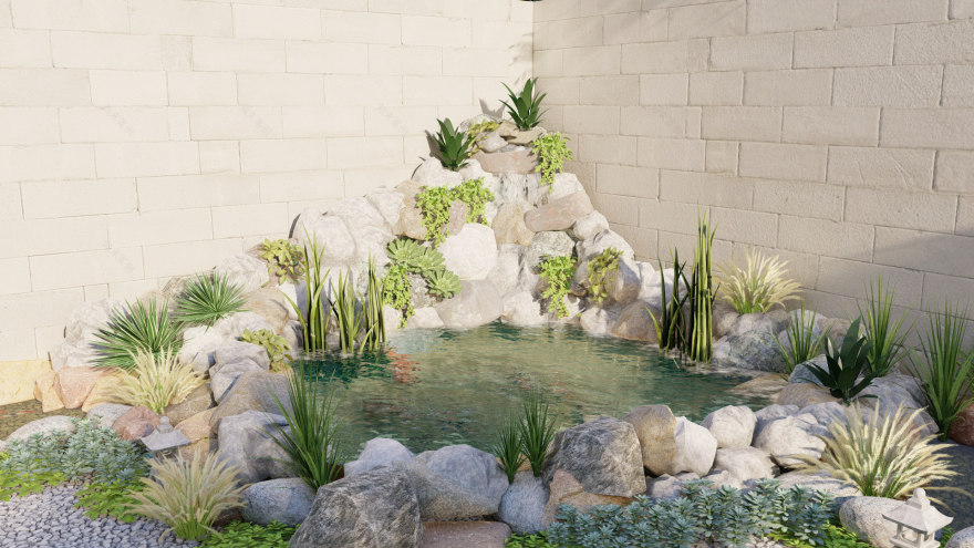 马斯喀特锦鲤鱼池及景观设计-7