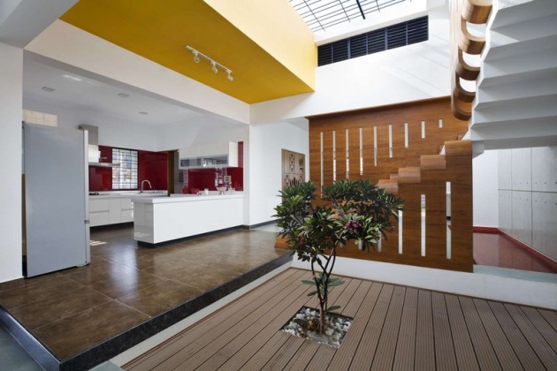 带庭院客厅的独特房屋建造丨印度丨Purple Ink工作室-12