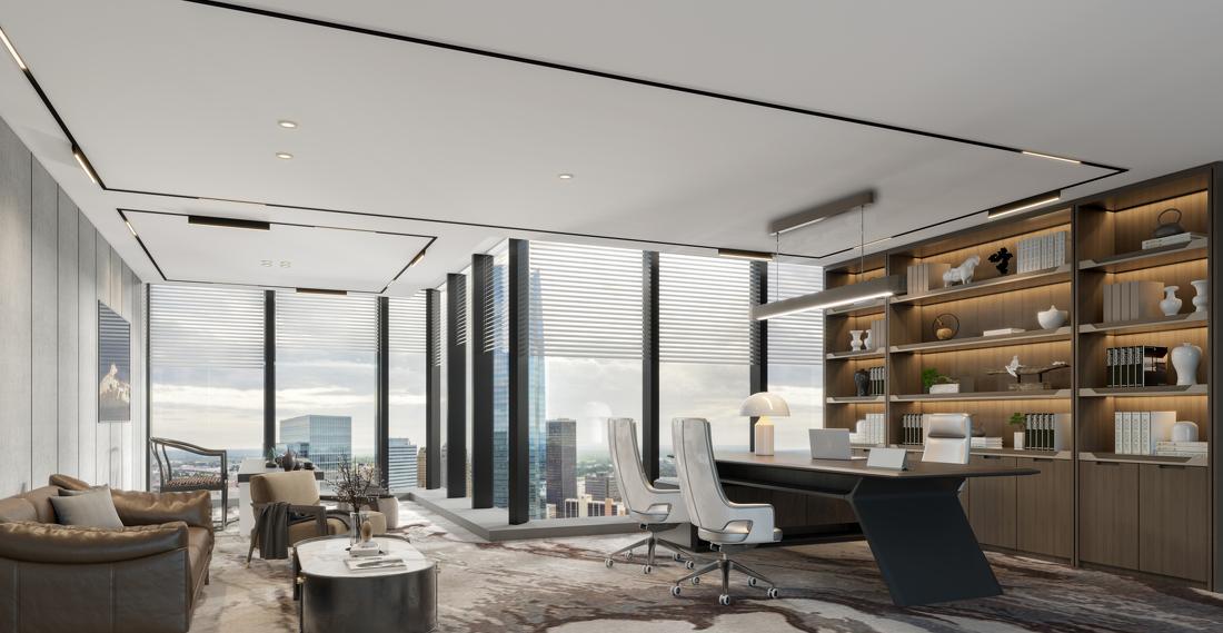 地产公司总裁办室内设计案例-0