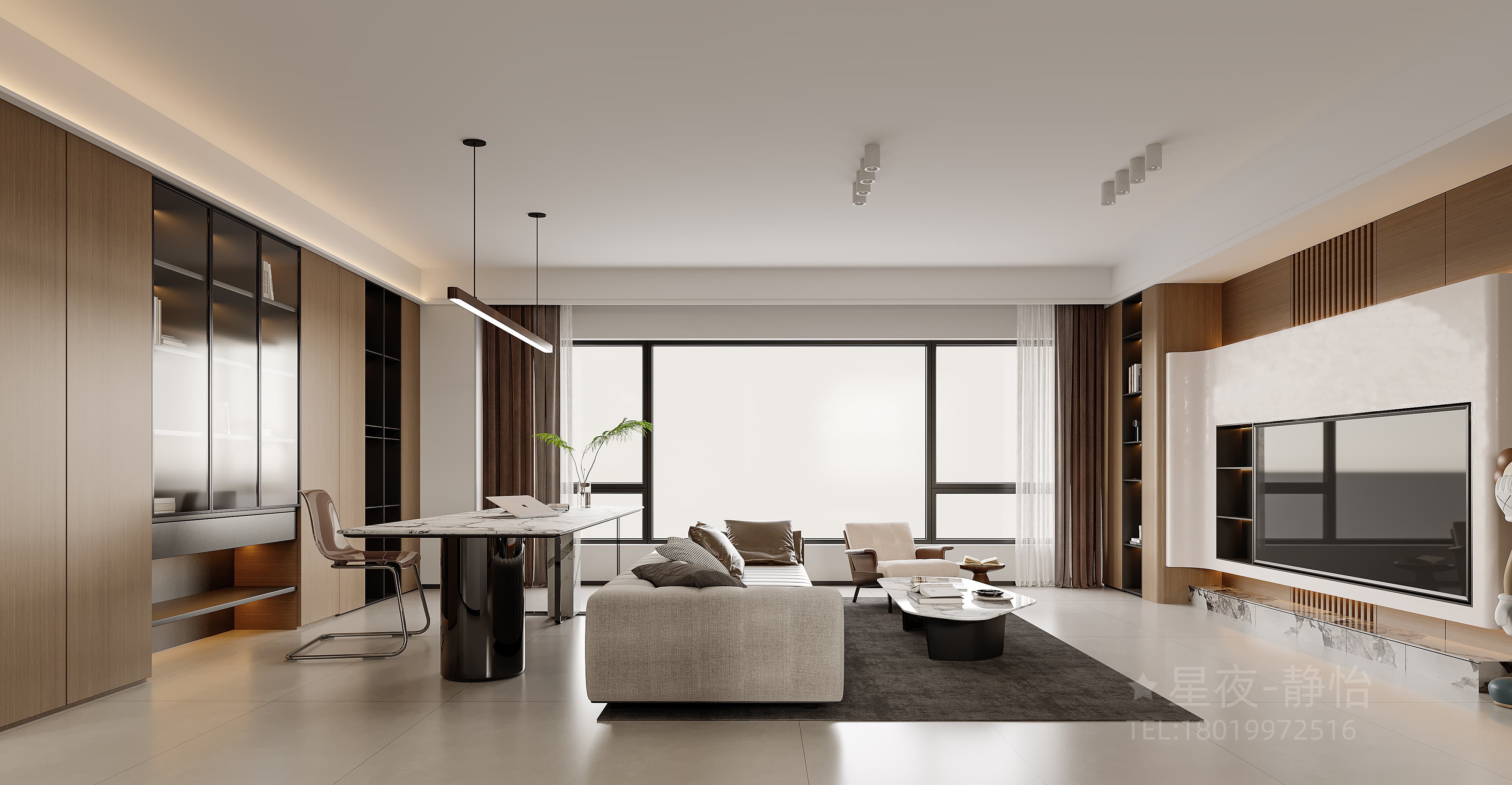 现代轻奢客厅：通透布局，光影交织质感空间-13