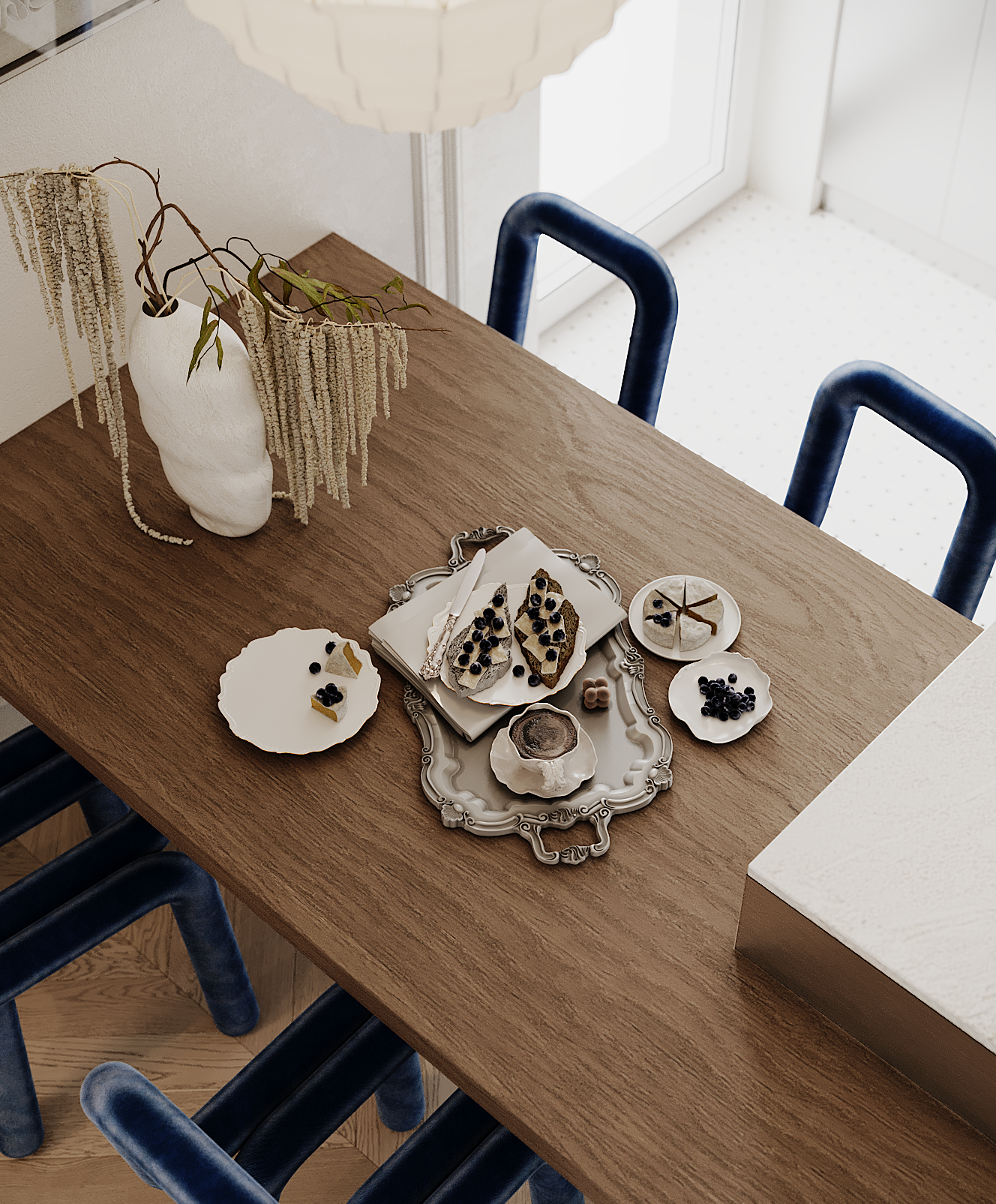 Modern Classic Apartment Interior with Blue Accents-2