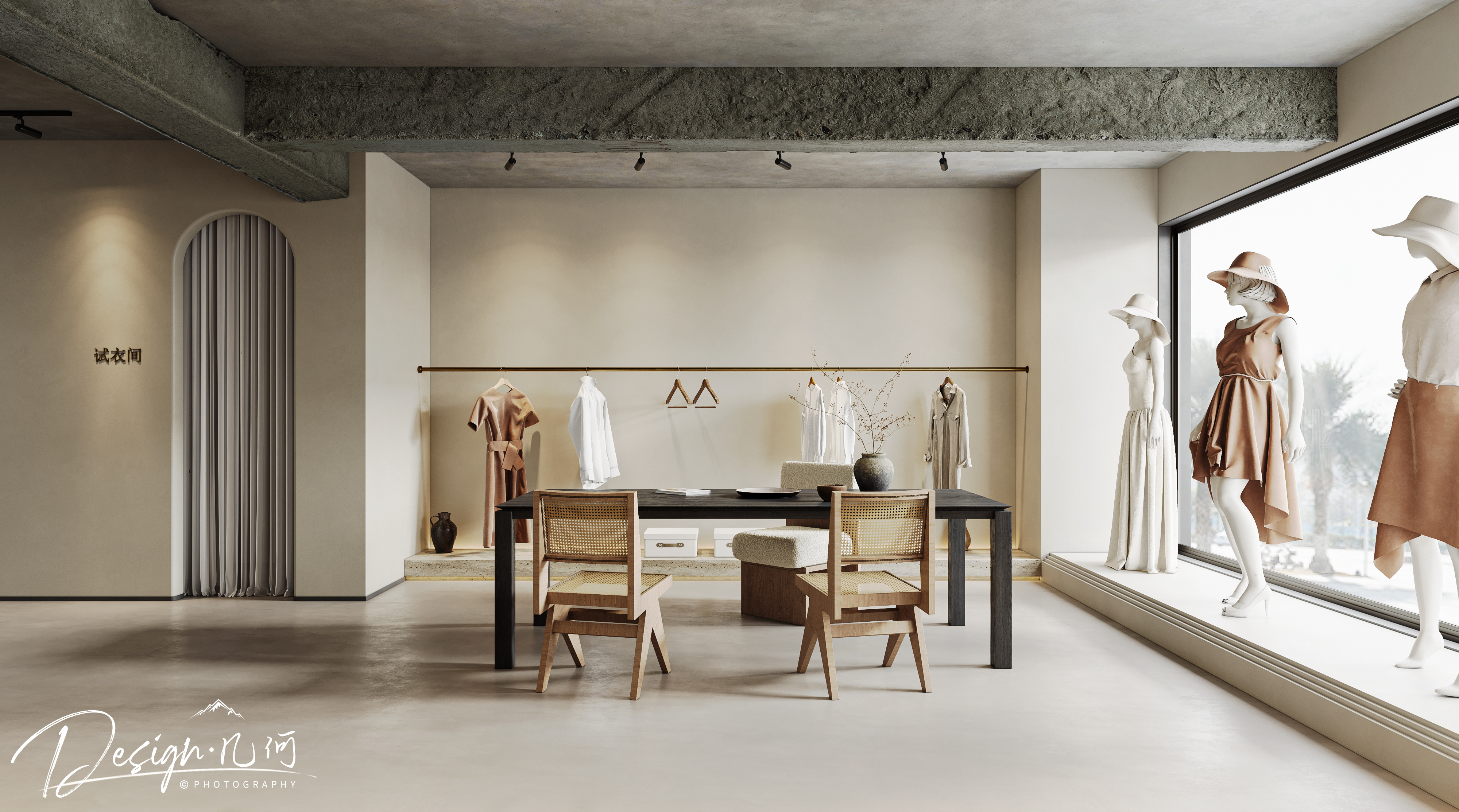 几何空间视觉表现 | 玛奇朵侘寂风服装店-5