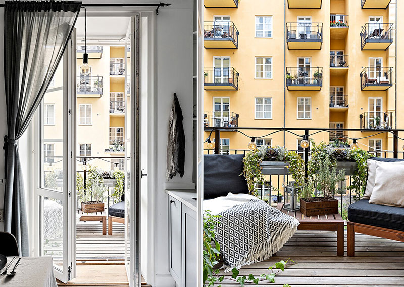 斯德哥尔摩灰色小公寓，温馨卧室玻璃墙-5