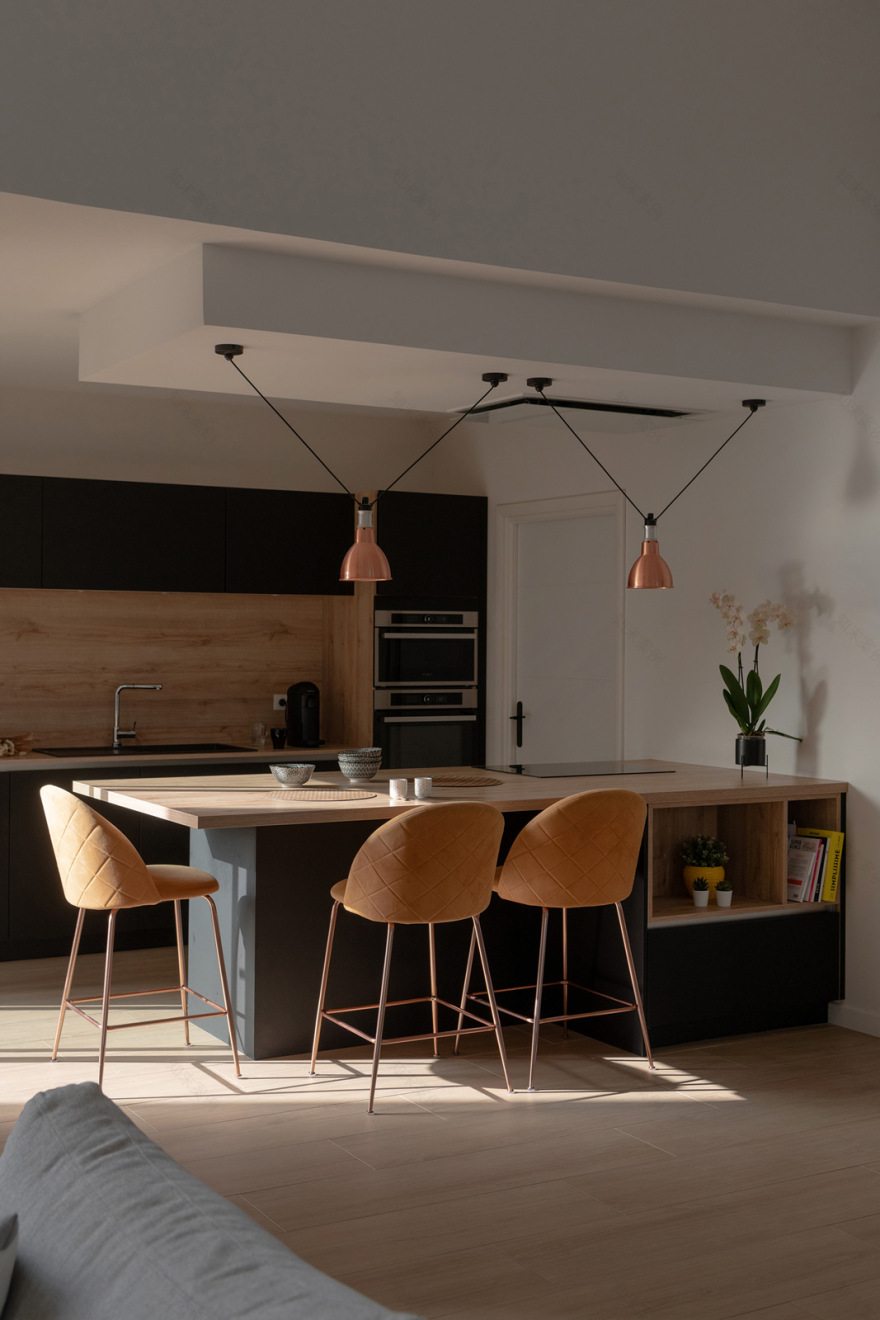 村庄房屋改造成现代别墅项目丨法国丨Soleil Noir(室内建筑师),Skéa Designer-13