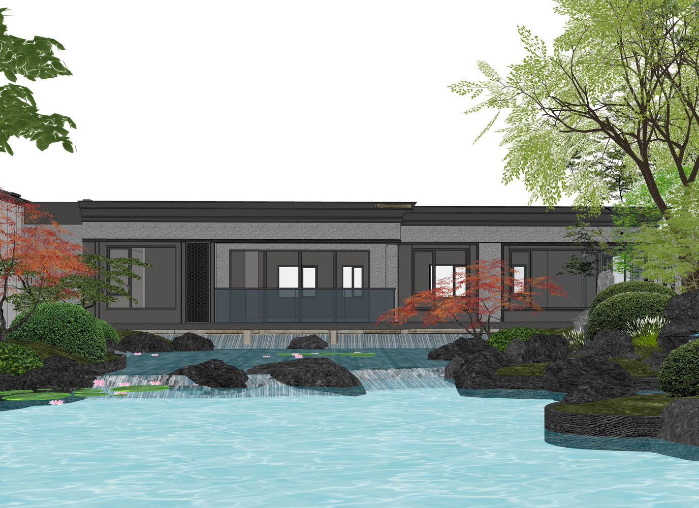 建发璞云新中式示范区景观SU模型-2